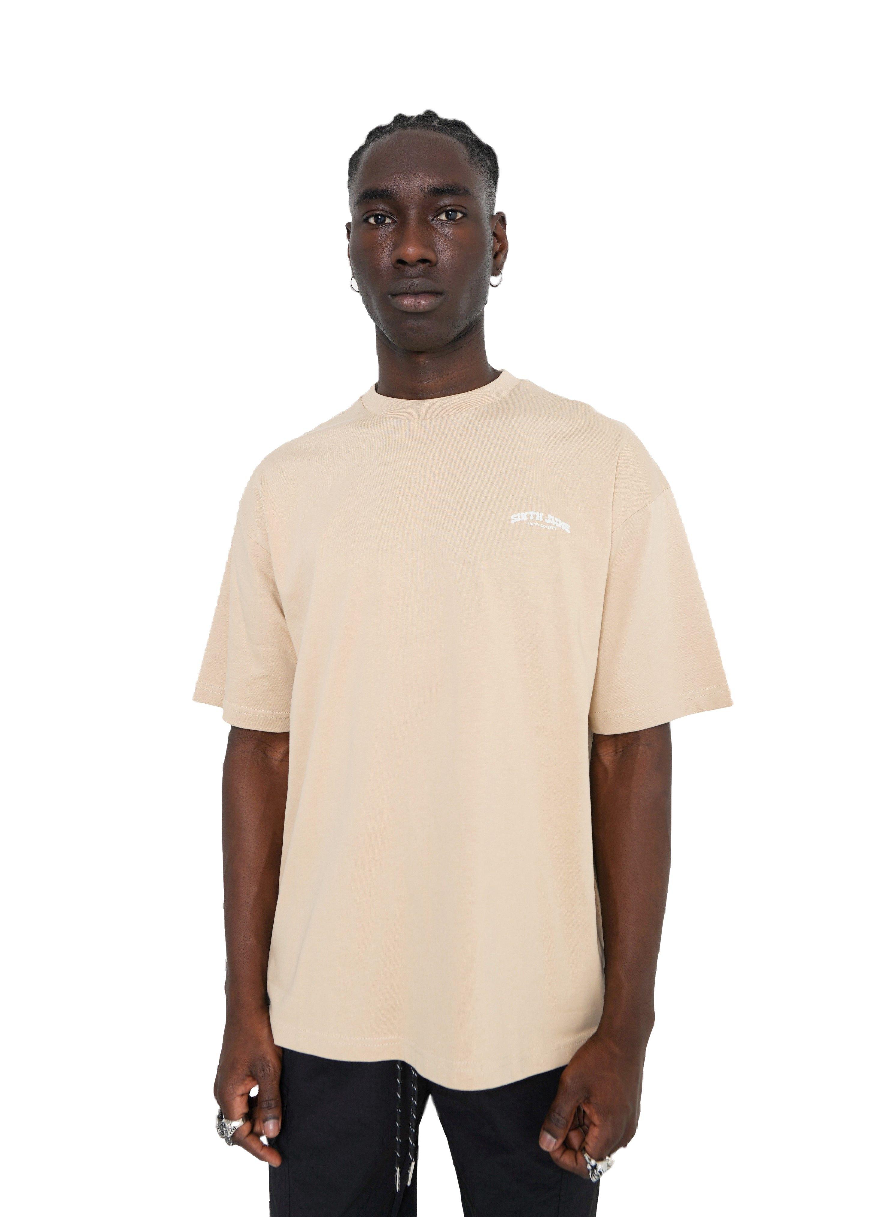 Sixth June Men s Happy Society Tee Tan Hibbett City Gear