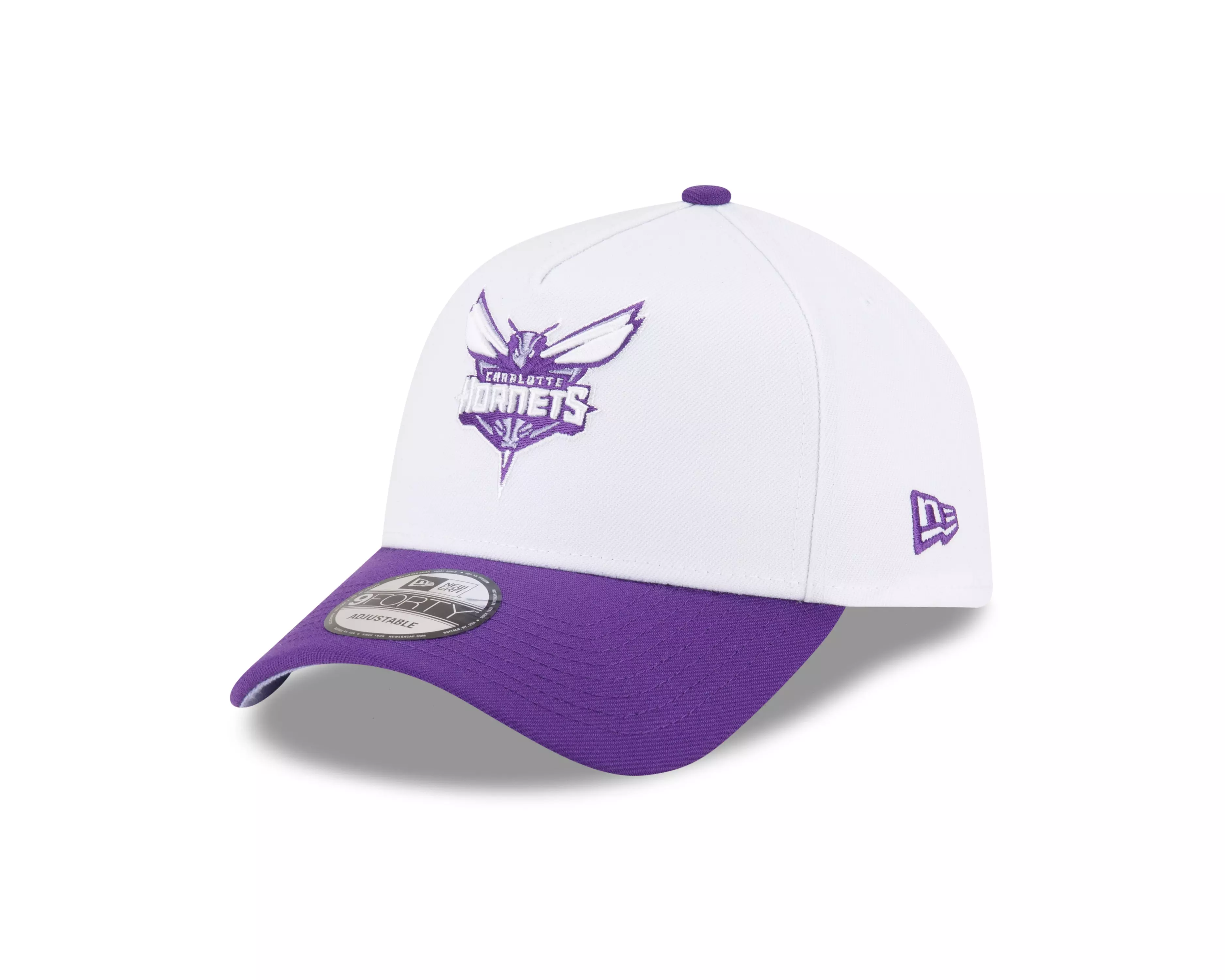 New Era Charlotte Hornets 9FORTY A-Frame Snapback-White/Purple - WHITE/PURPLE