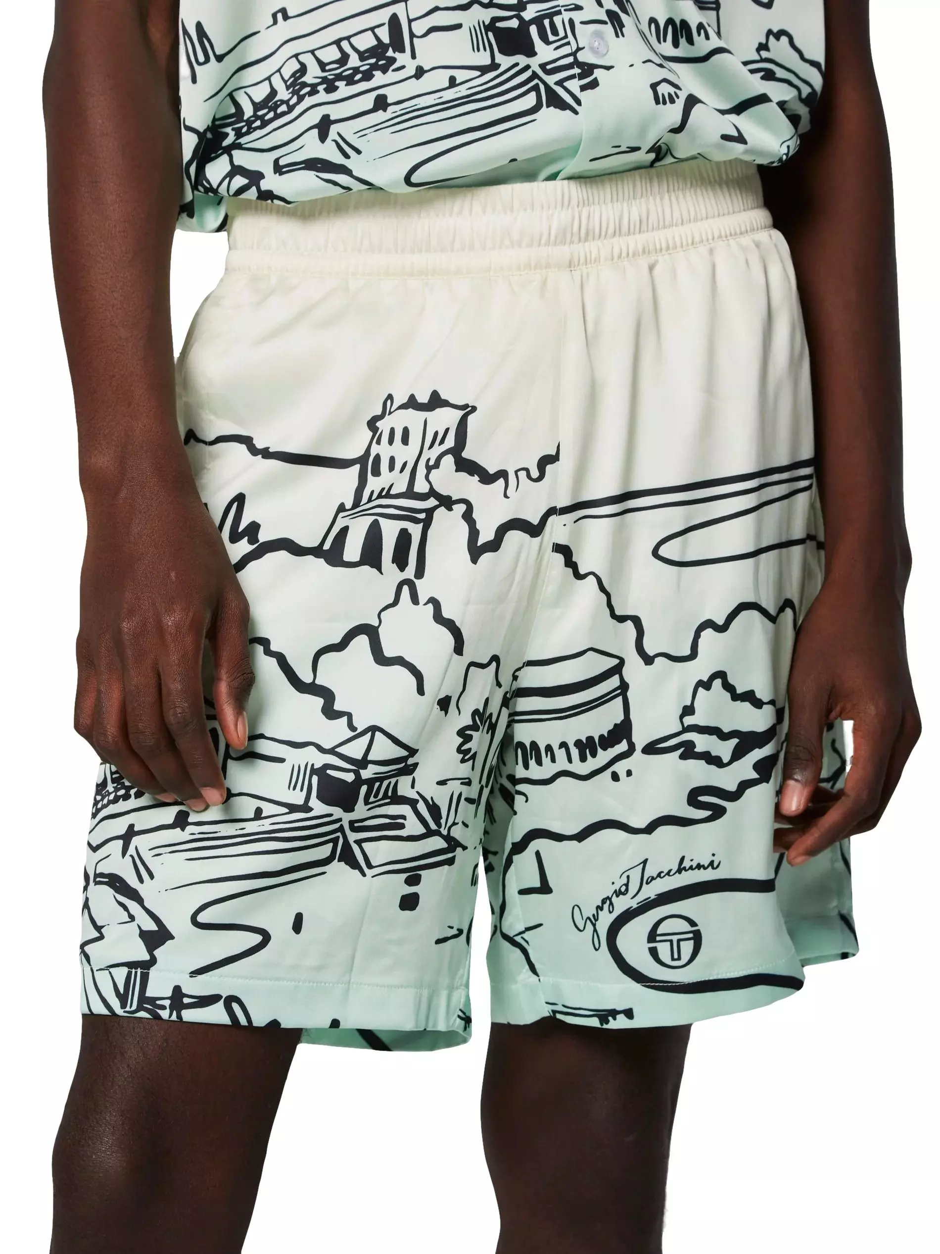 Sergio Tacchini Men's Monte Carlo Cabana Shorts - Multi - WHITE