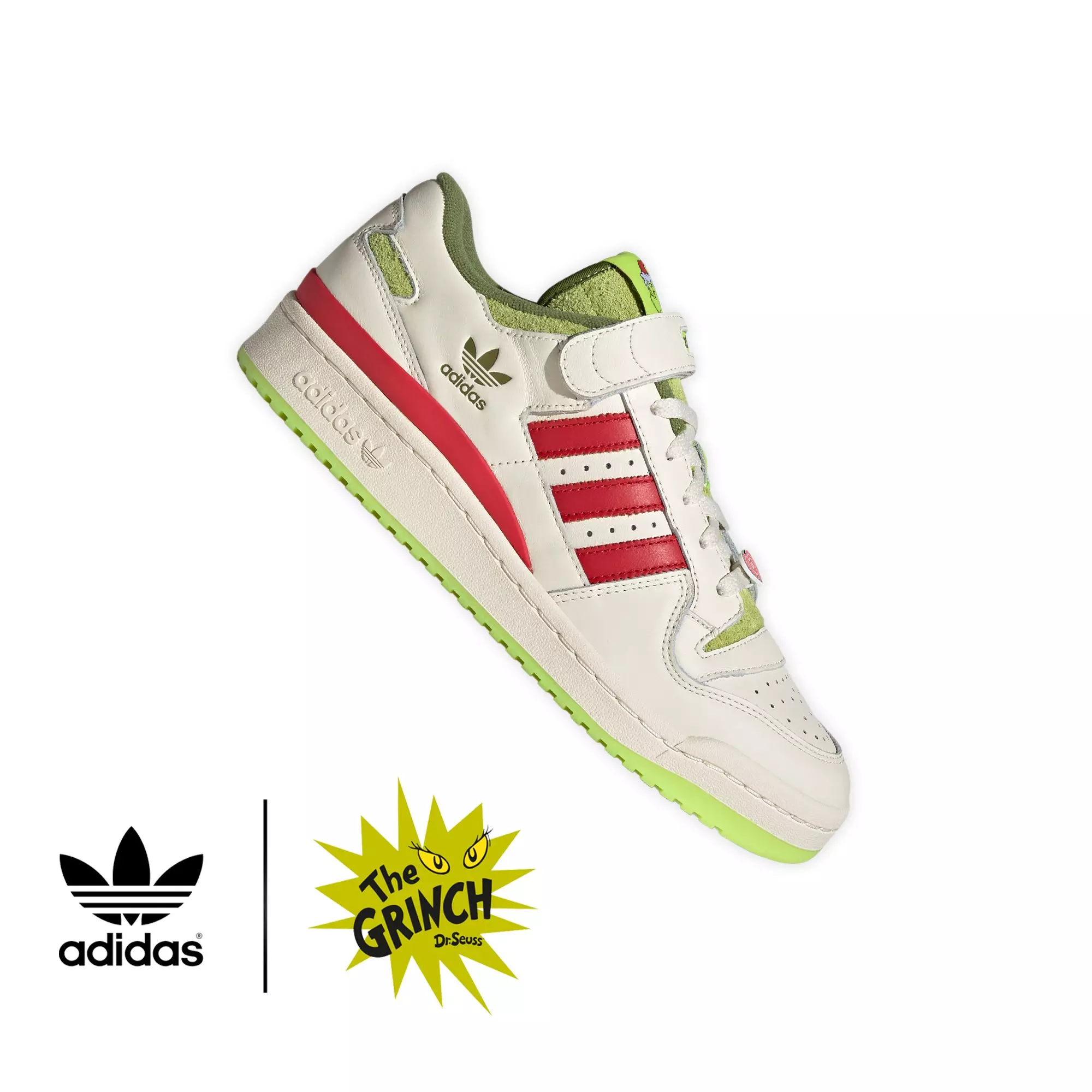 adidas Originals Forum Low "The Grinch" Grade School Kids' Shoe - COLLEGIATE RED/WHITE/SOLAR SLIME