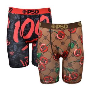 PSD Boys' 2pk 'Tropical' Boxer Briefs - Red/Black M