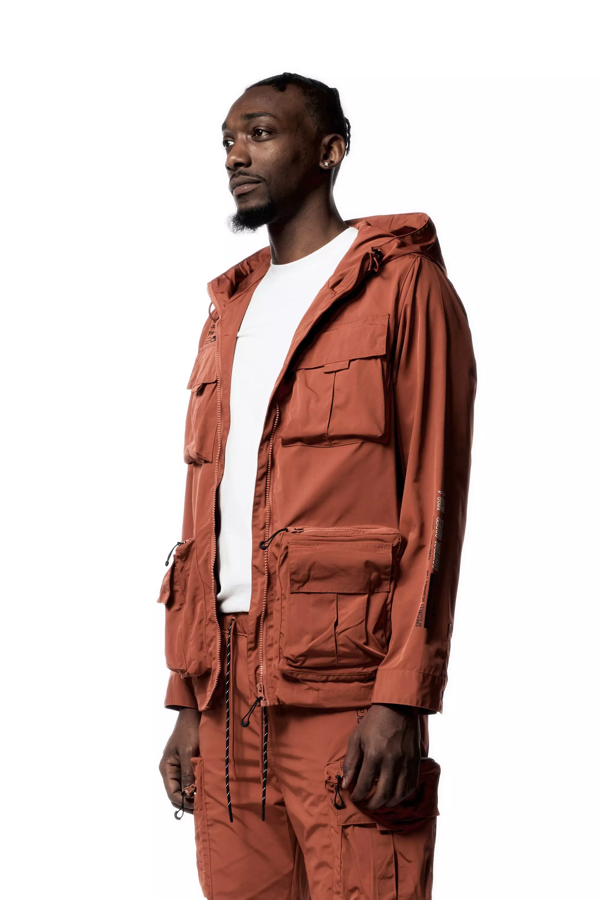 Smoke Rise Men's Nylon Utility Jacket - Rust - RUST