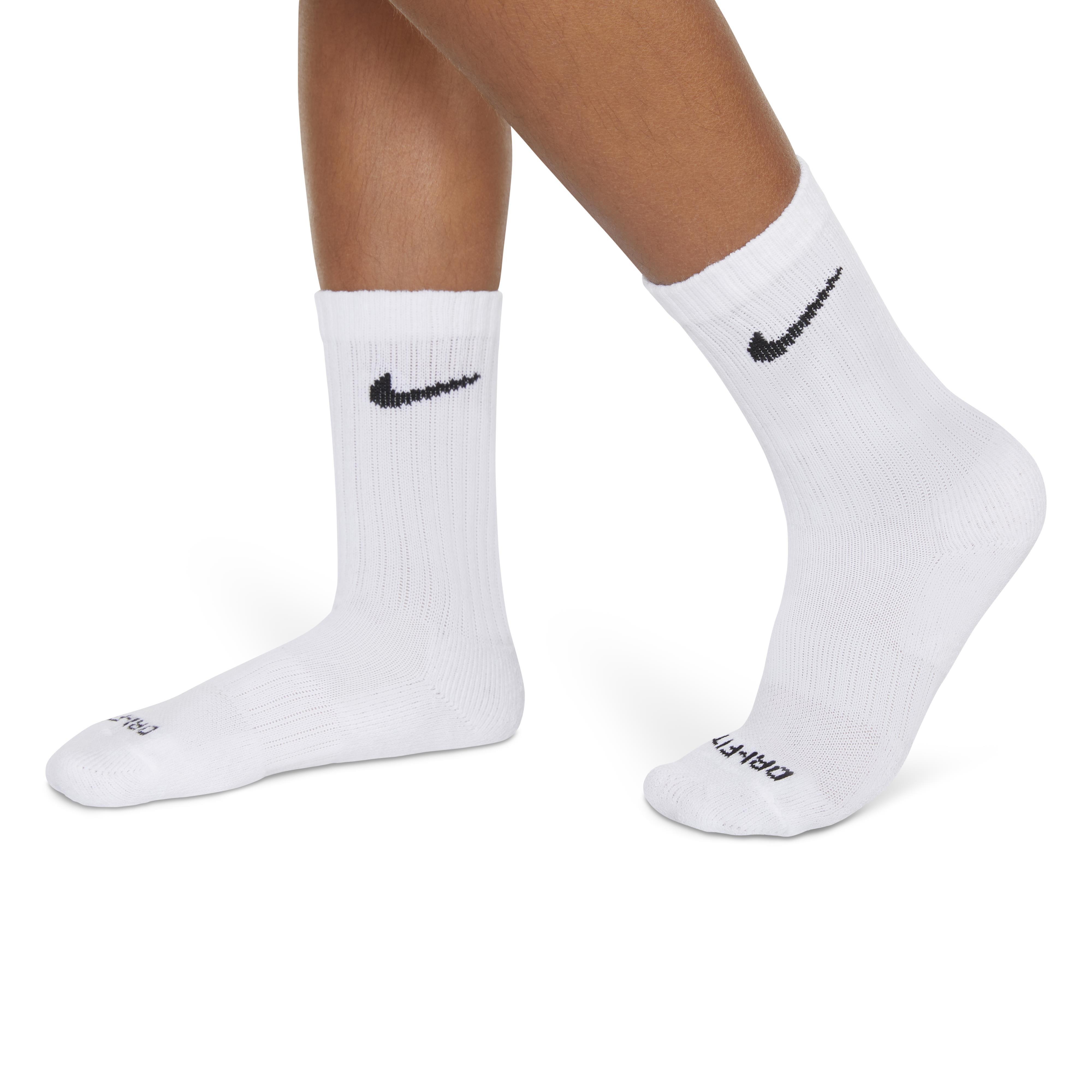 Nike Youth Dri FIT Crew Socks 6PK White Hibbett