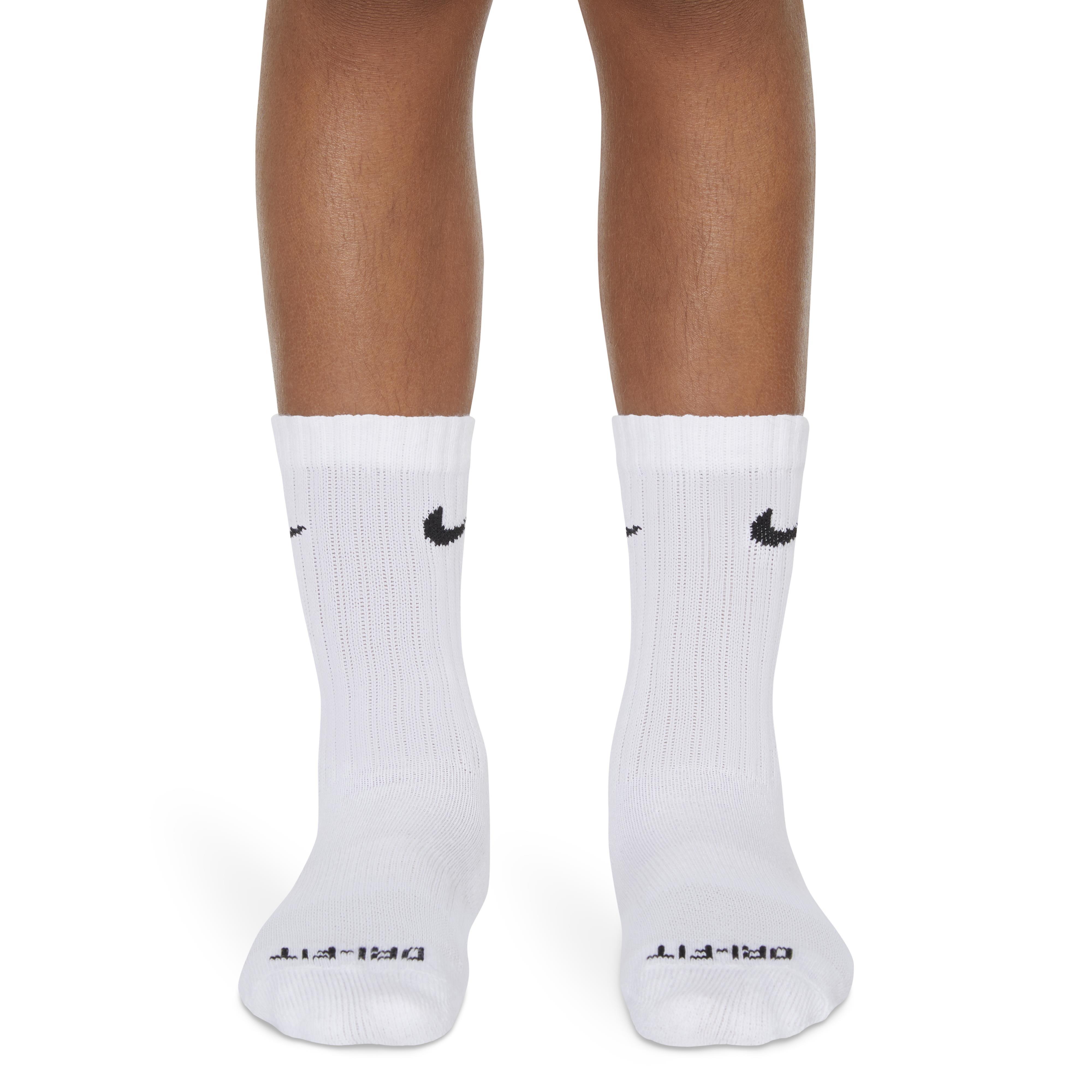 Nike Dri-FIT Youth White Crew Socks 6pk