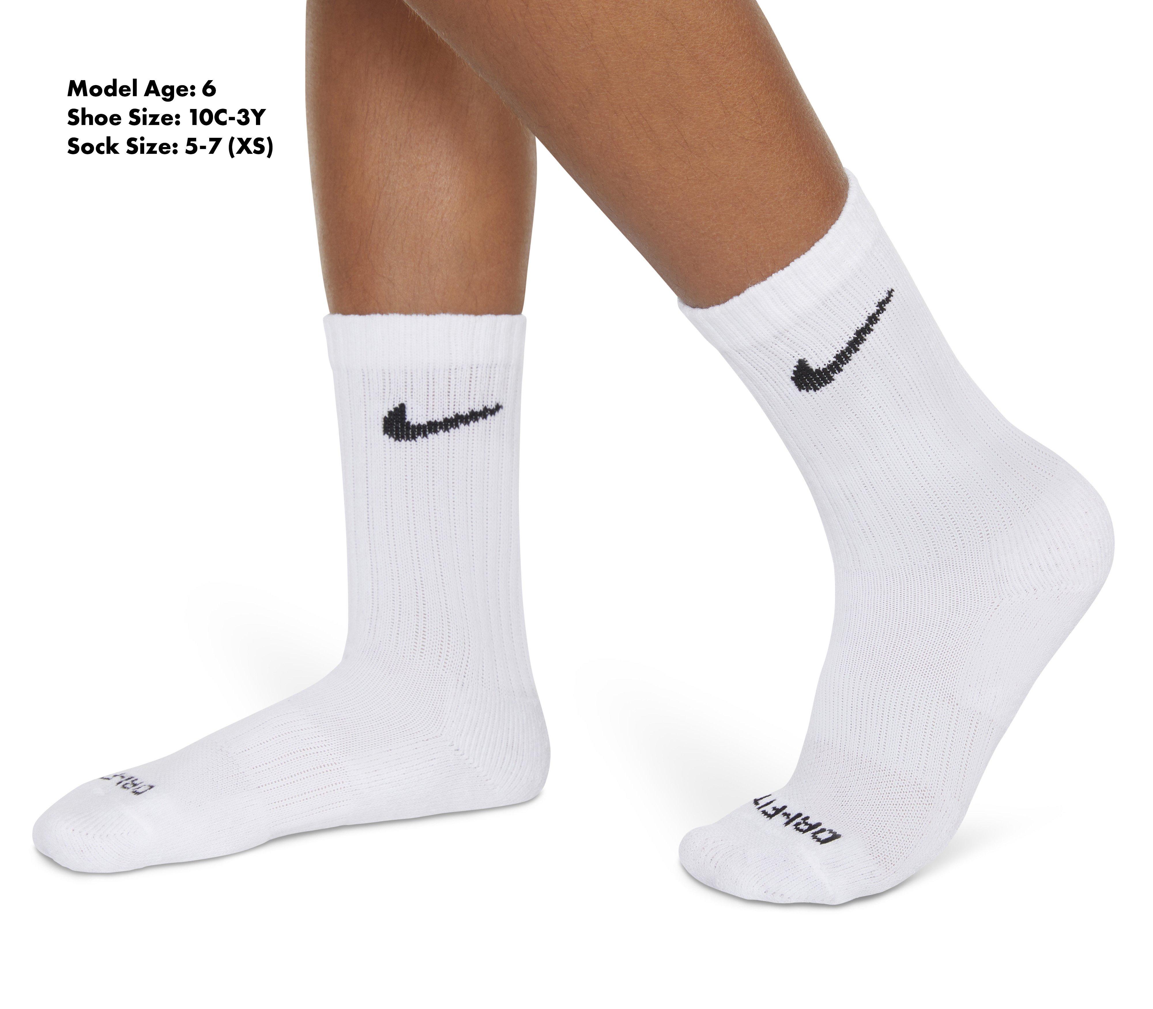 Nike Youth Dri FIT Crew Socks 6PK White Hibbett