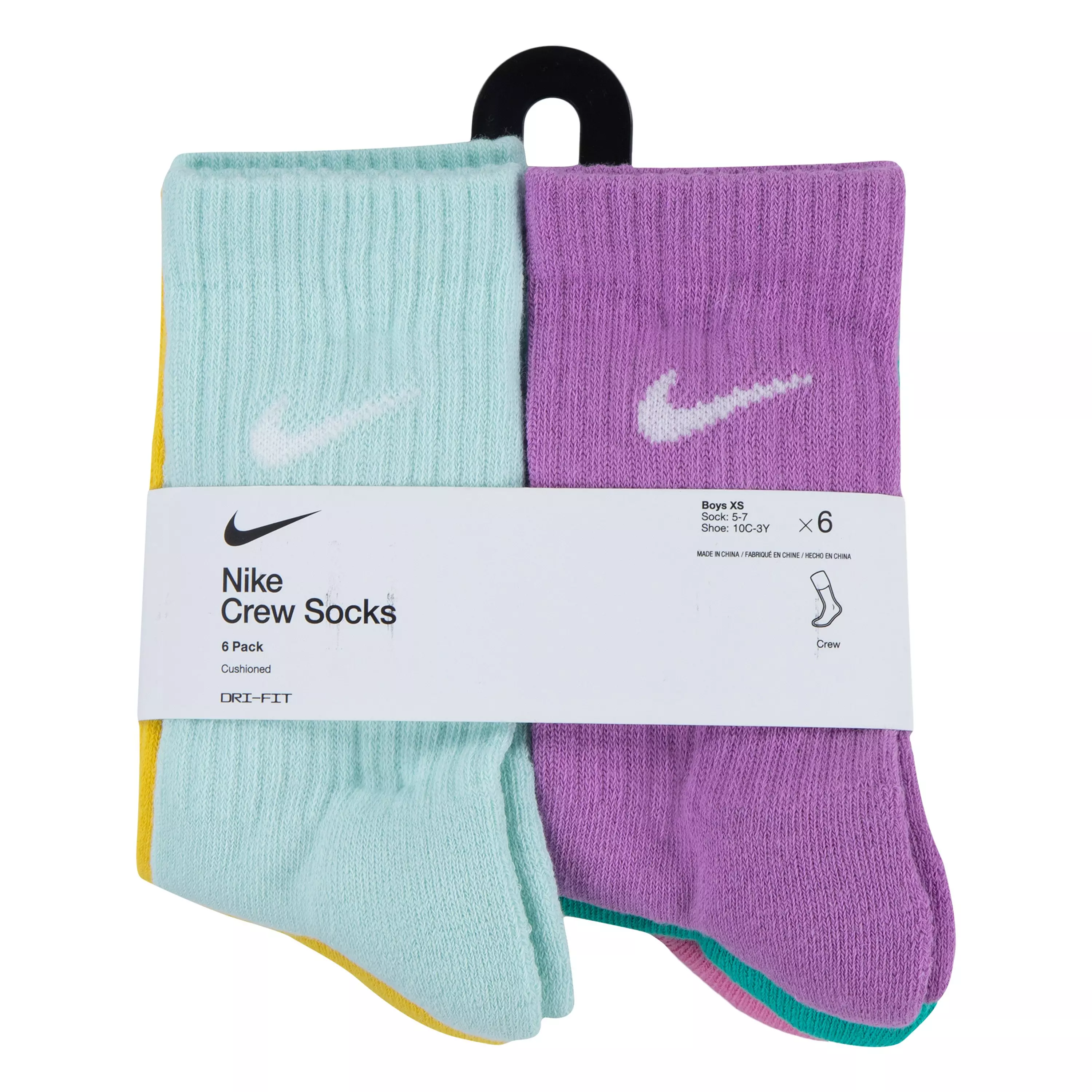 Nike Kids' Dri-FIT 6-Pack Crew Socks - MULTI-COLOR