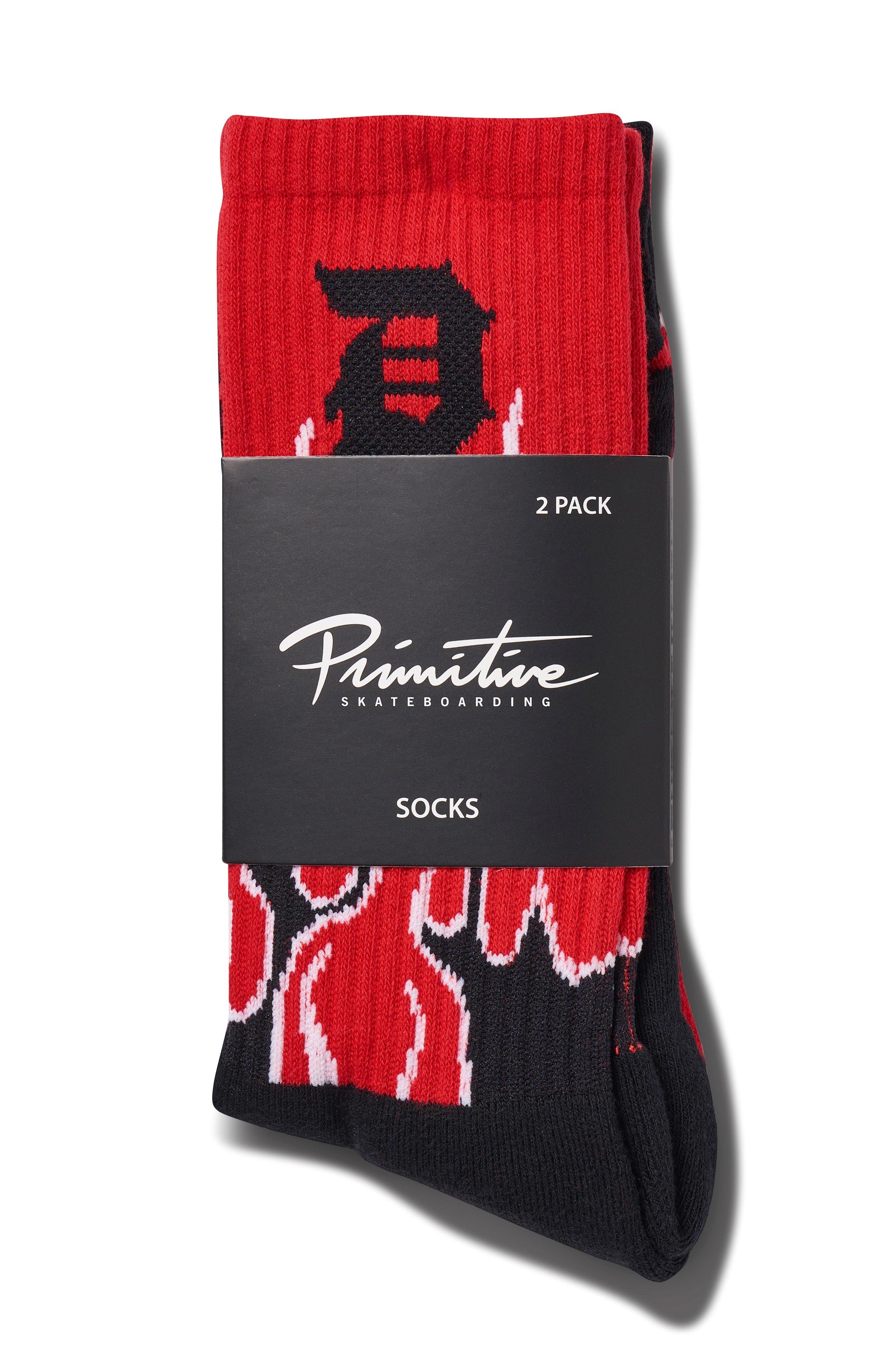 Primitive Fury Crew Red Socks-2PK