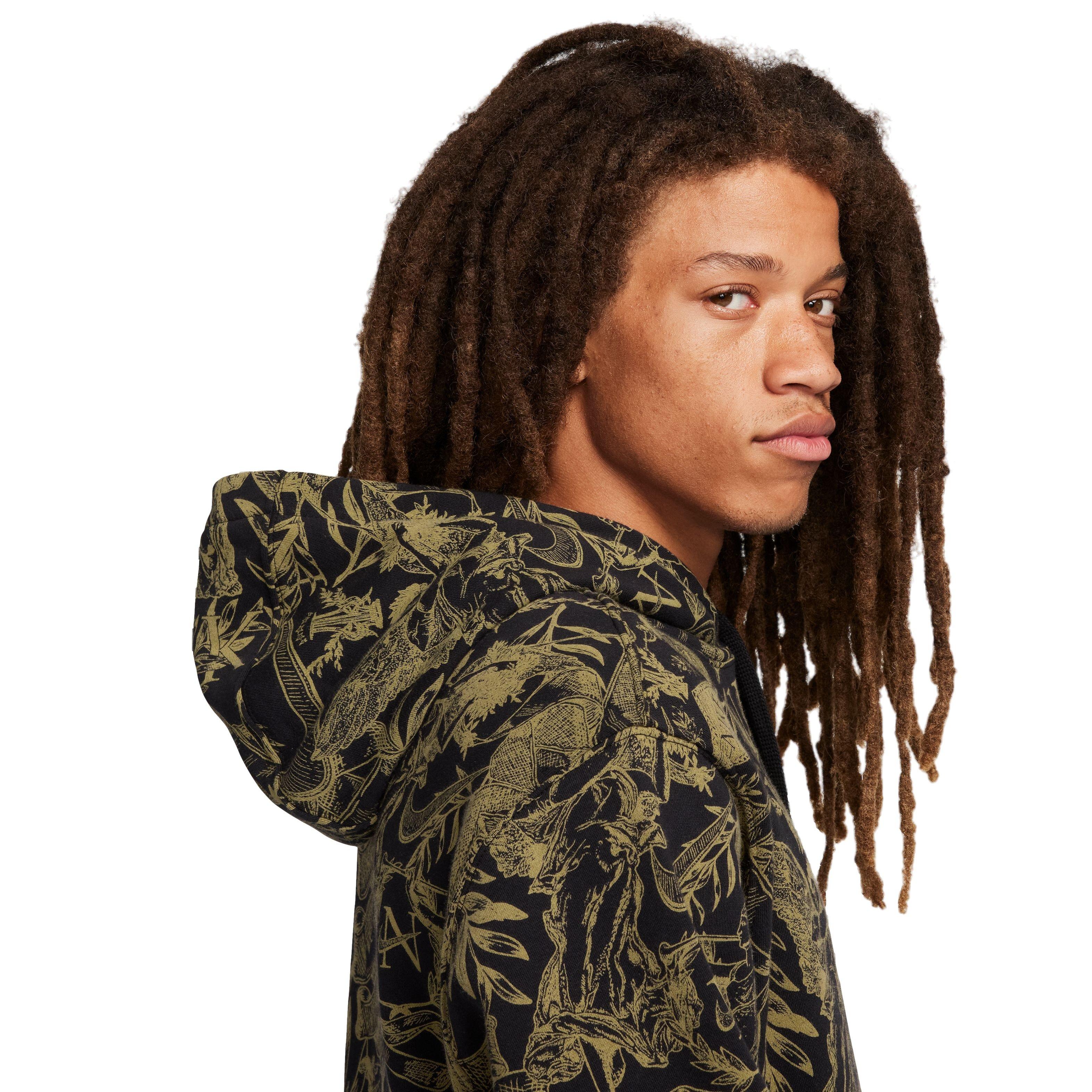 Nike Men's Sportswear Club Fleece Gel Pullover Hoodie-Black/Gold - BLACK/GOLD Thumbnail View 6