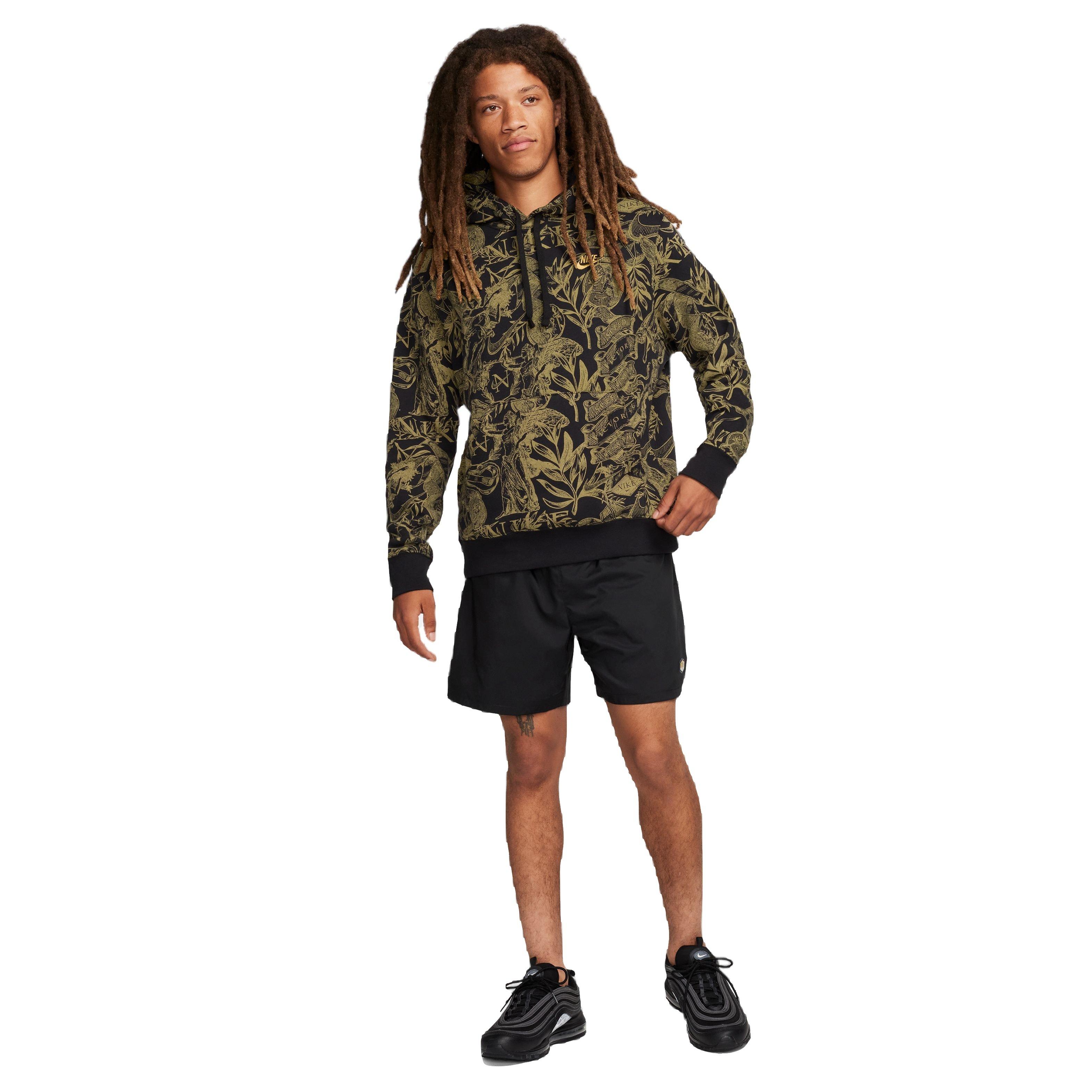 Nike Men's Sportswear Club Fleece Gel Pullover Hoodie-Black/Gold - BLACK/GOLD Thumbnail View 7