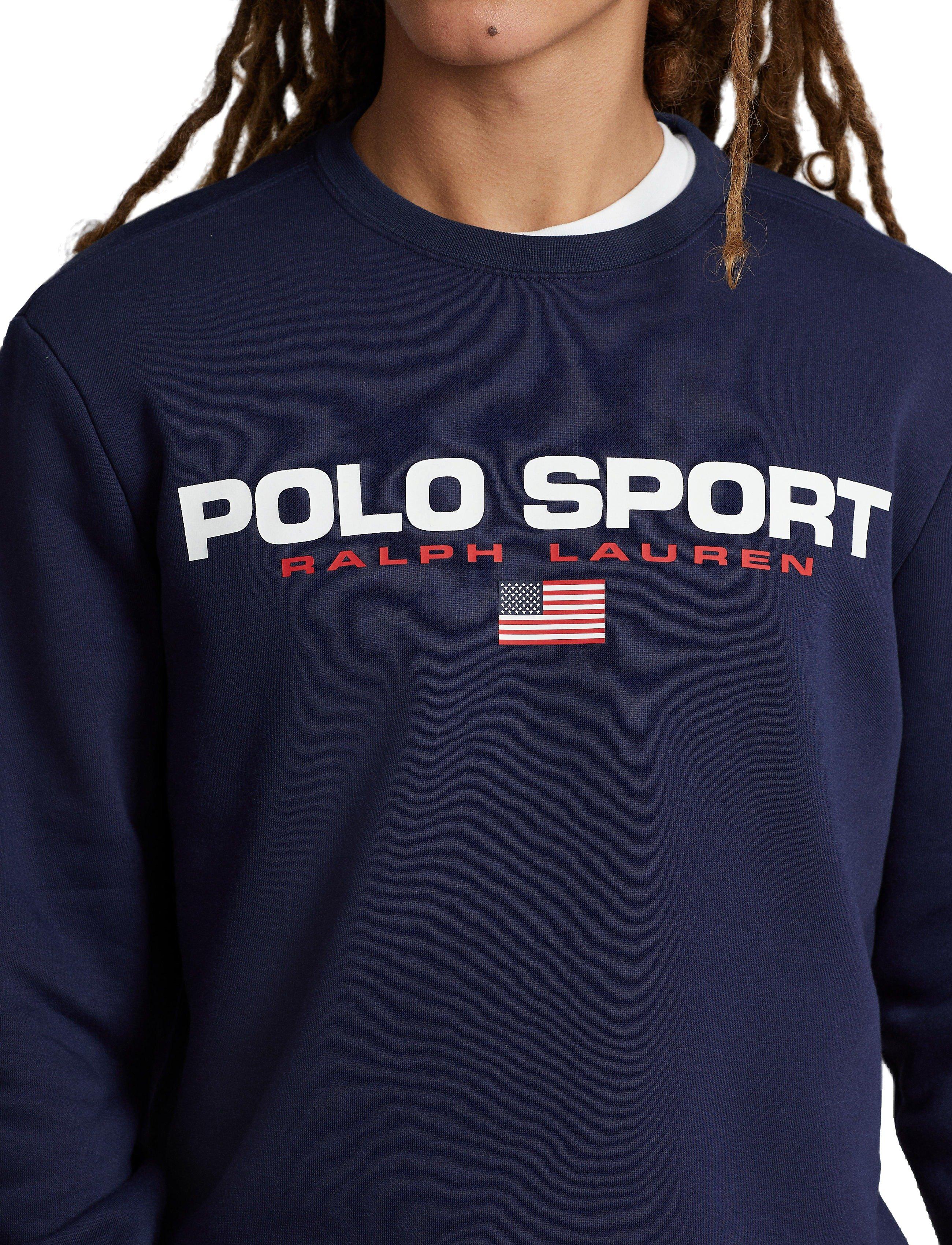 Polo Men's Sport Fleece Crew-Navy/White - NAVY/WHITE Thumbnail View 3