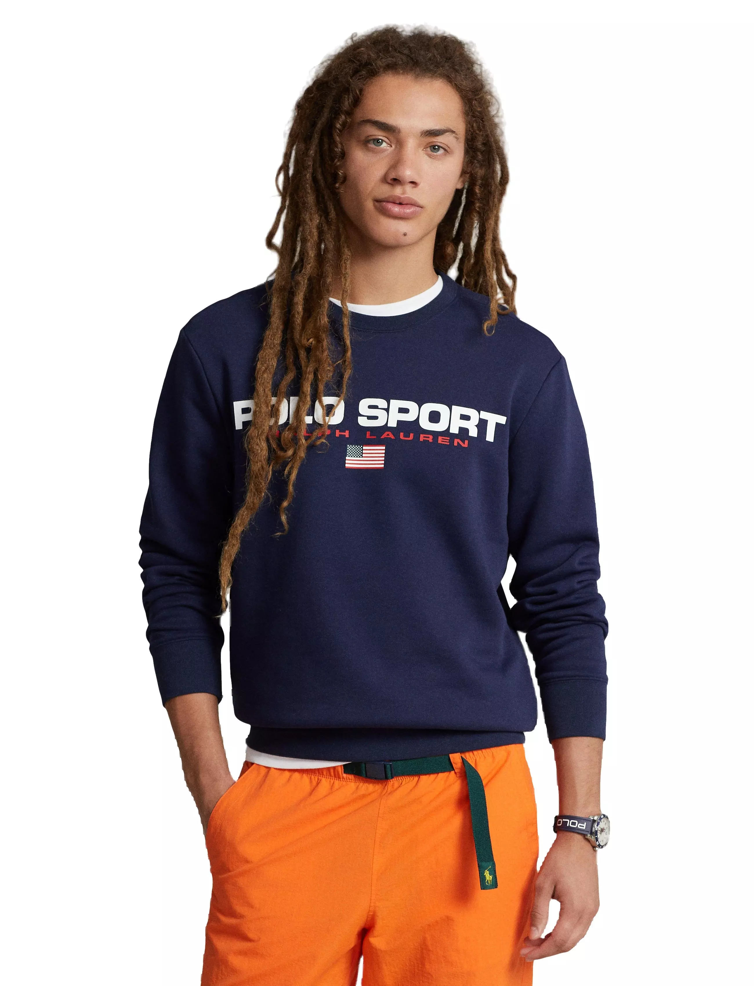 Polo Men's Sport Fleece Crew-Navy/White - NAVY/WHITE