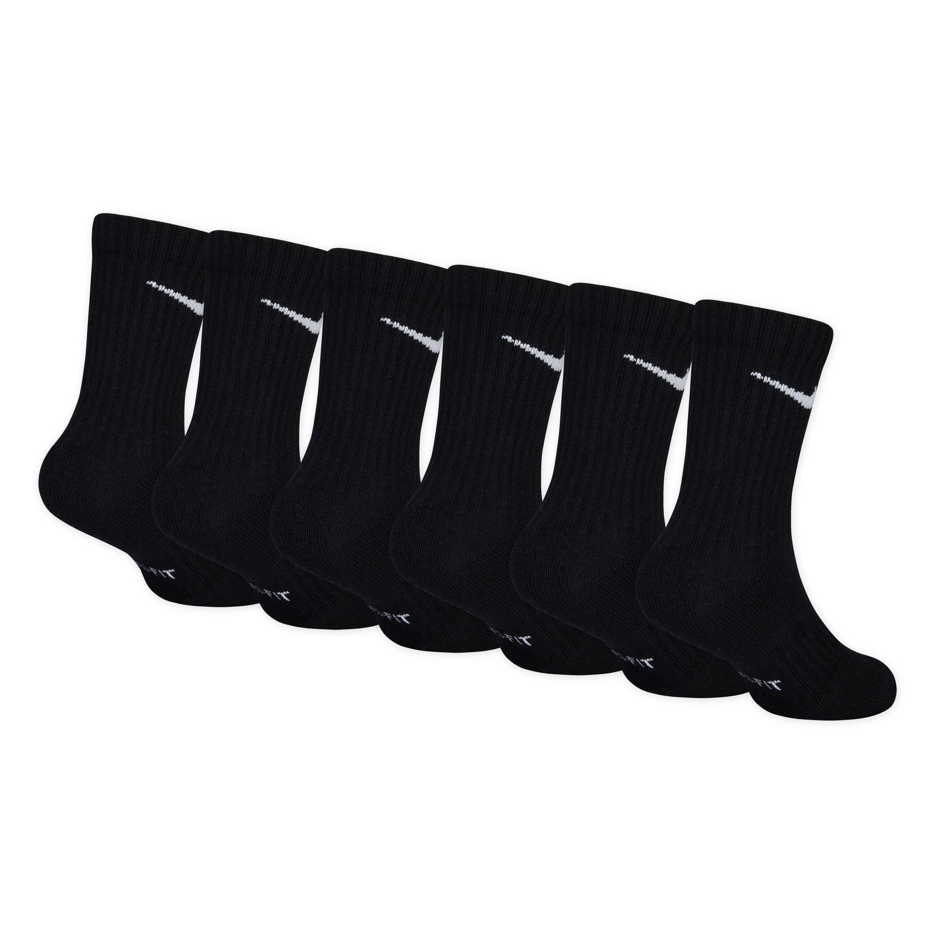 Nike Dri-FIT  Youth Black Crew Socks 6pk