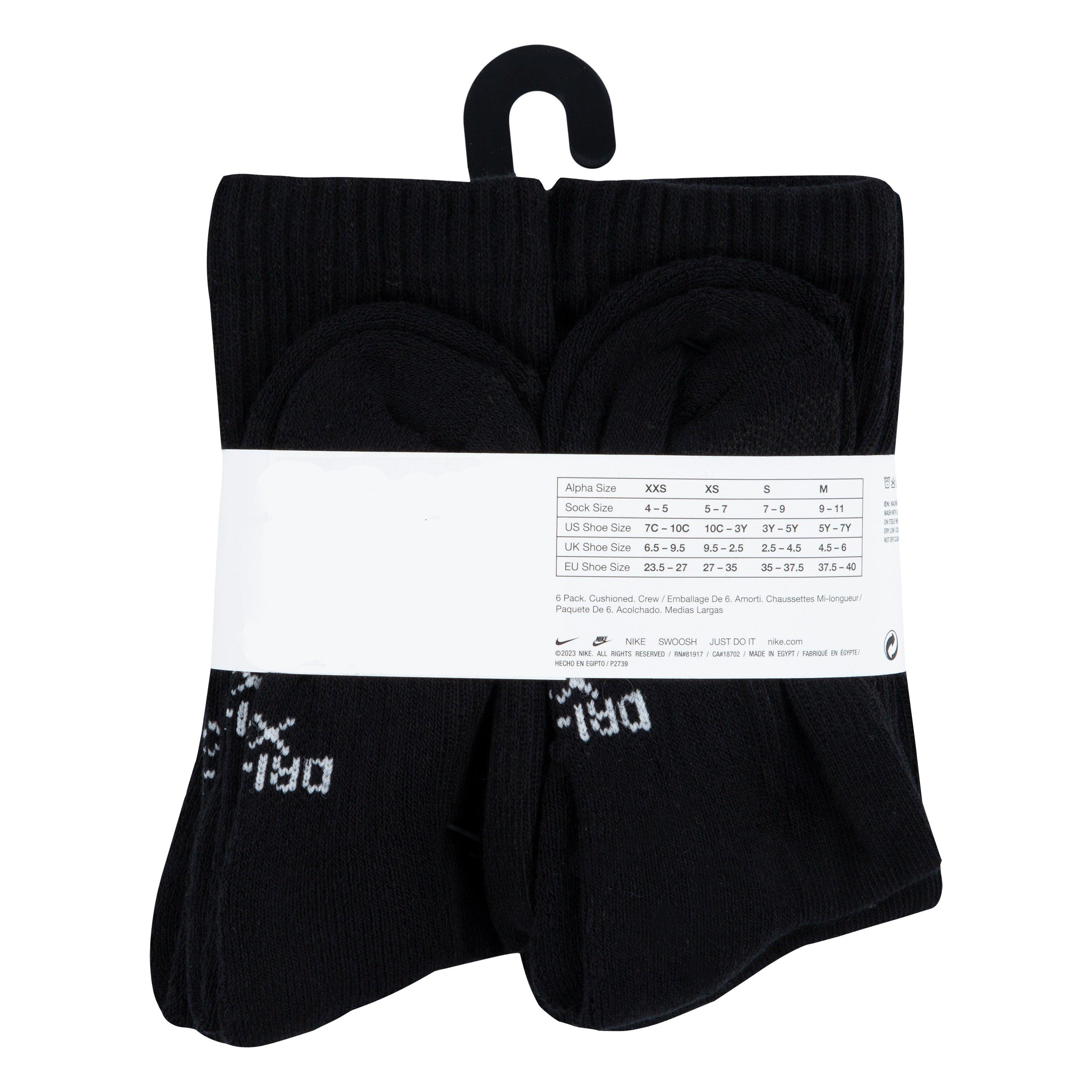 Nike Kids' Dri-FIT 6-Pack Crew Socks - Black