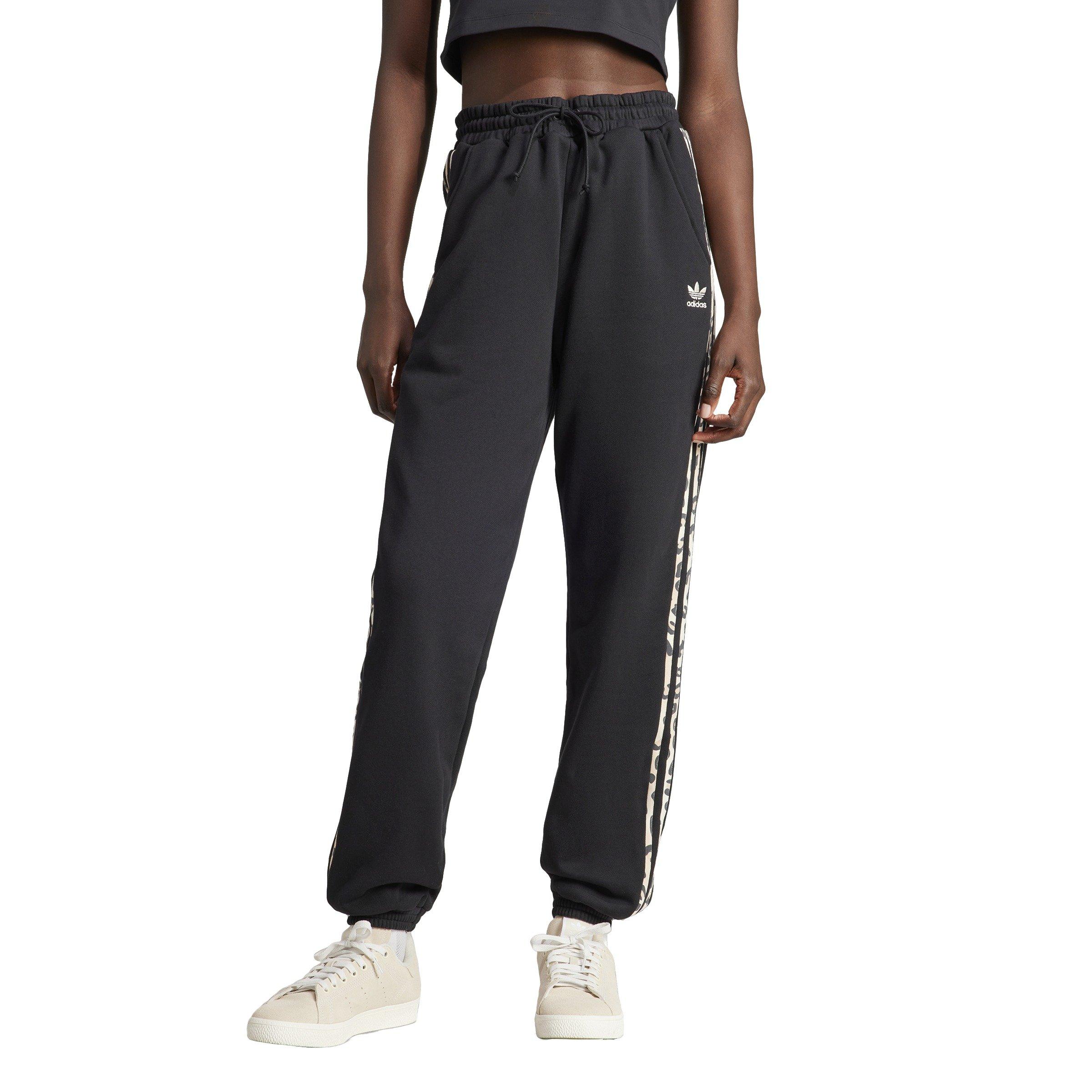 adidas Women's 3-Stripes Leopard Luxe Track Pants - BLACK