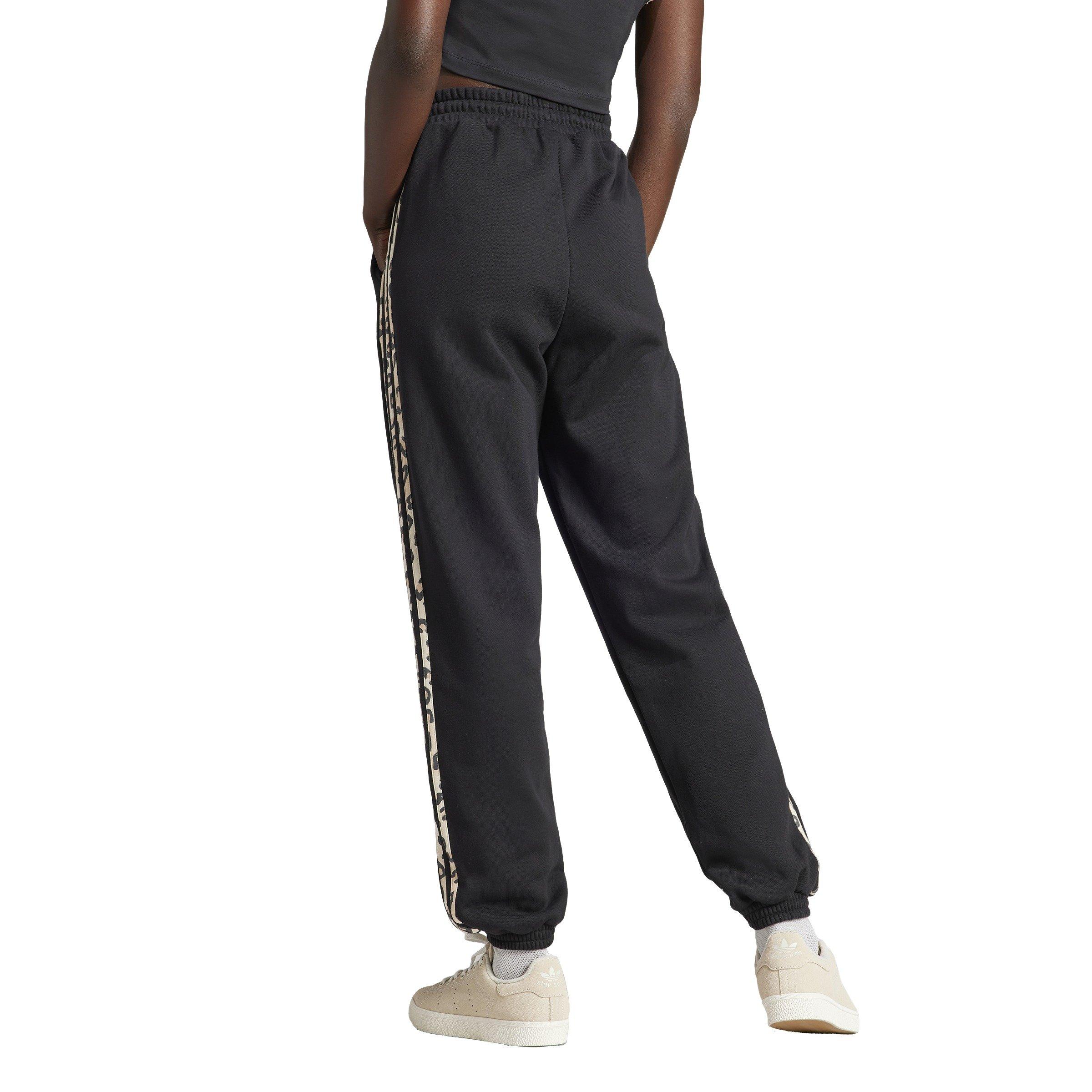 adidas Women's 3-Stripes Leopard Luxe Track Pants - BLACK Thumbnail View 2
