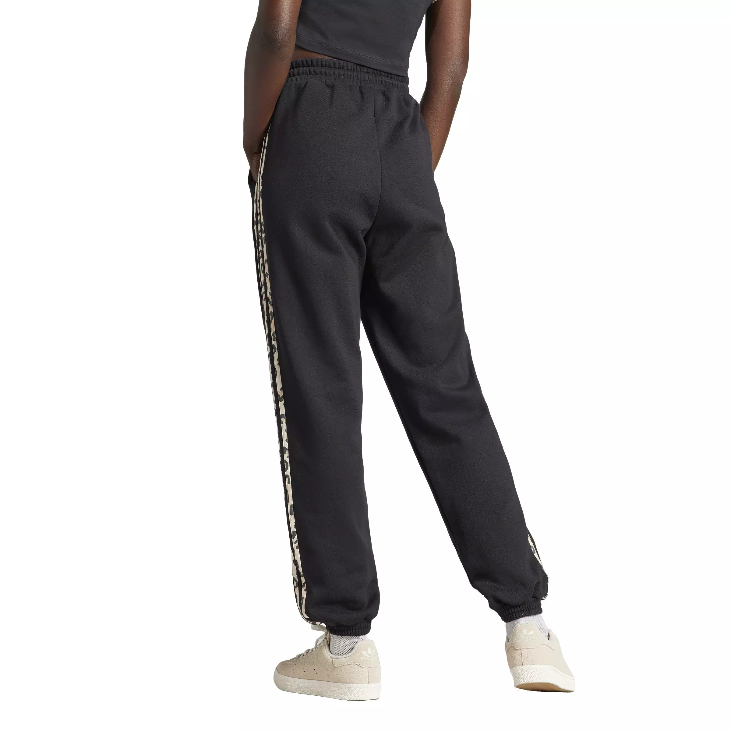 adidas Women's 3-Stripes Leopard Luxe Track Pants - BLACK