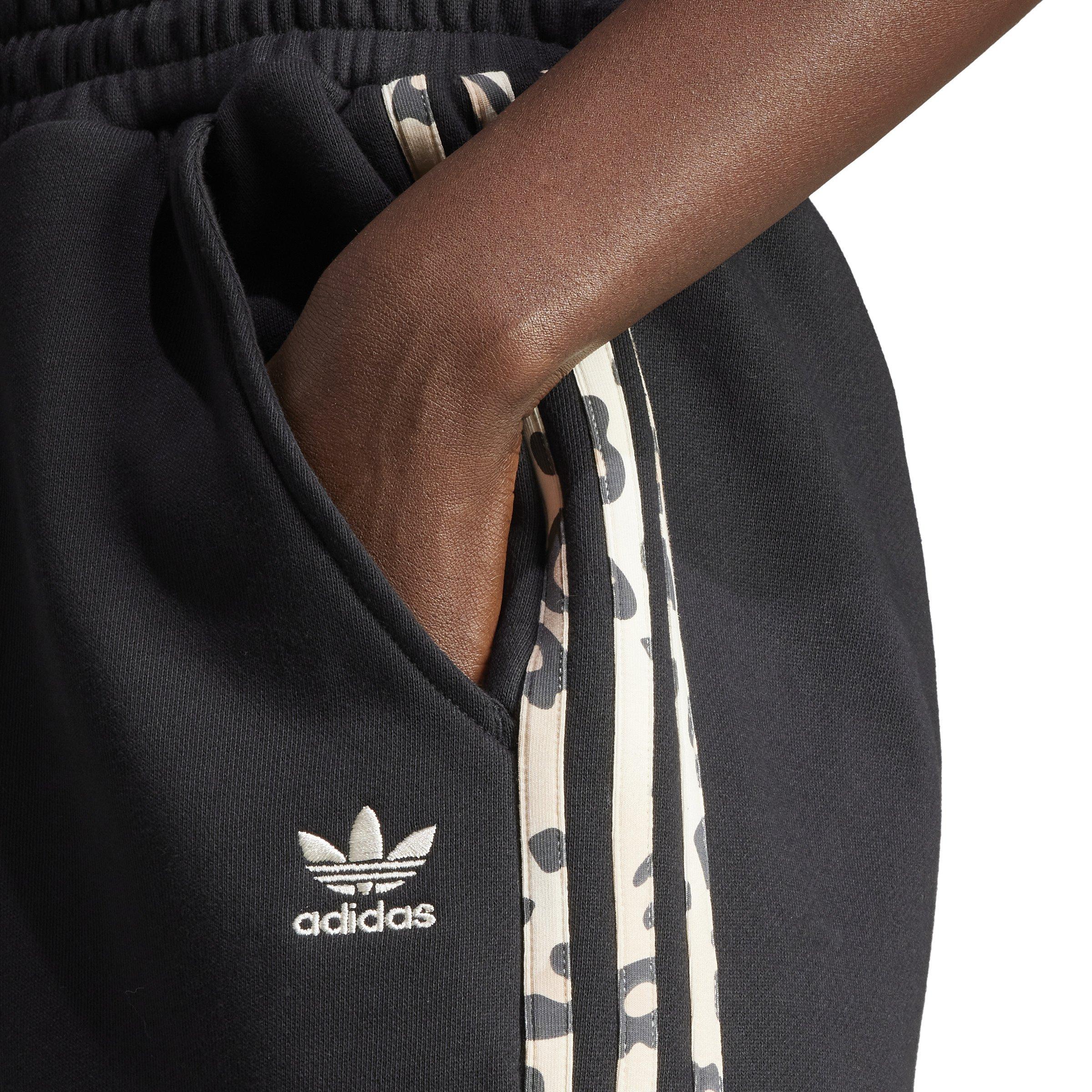 adidas Women's 3-Stripes Leopard Luxe Track Pants - BLACK Thumbnail View 3