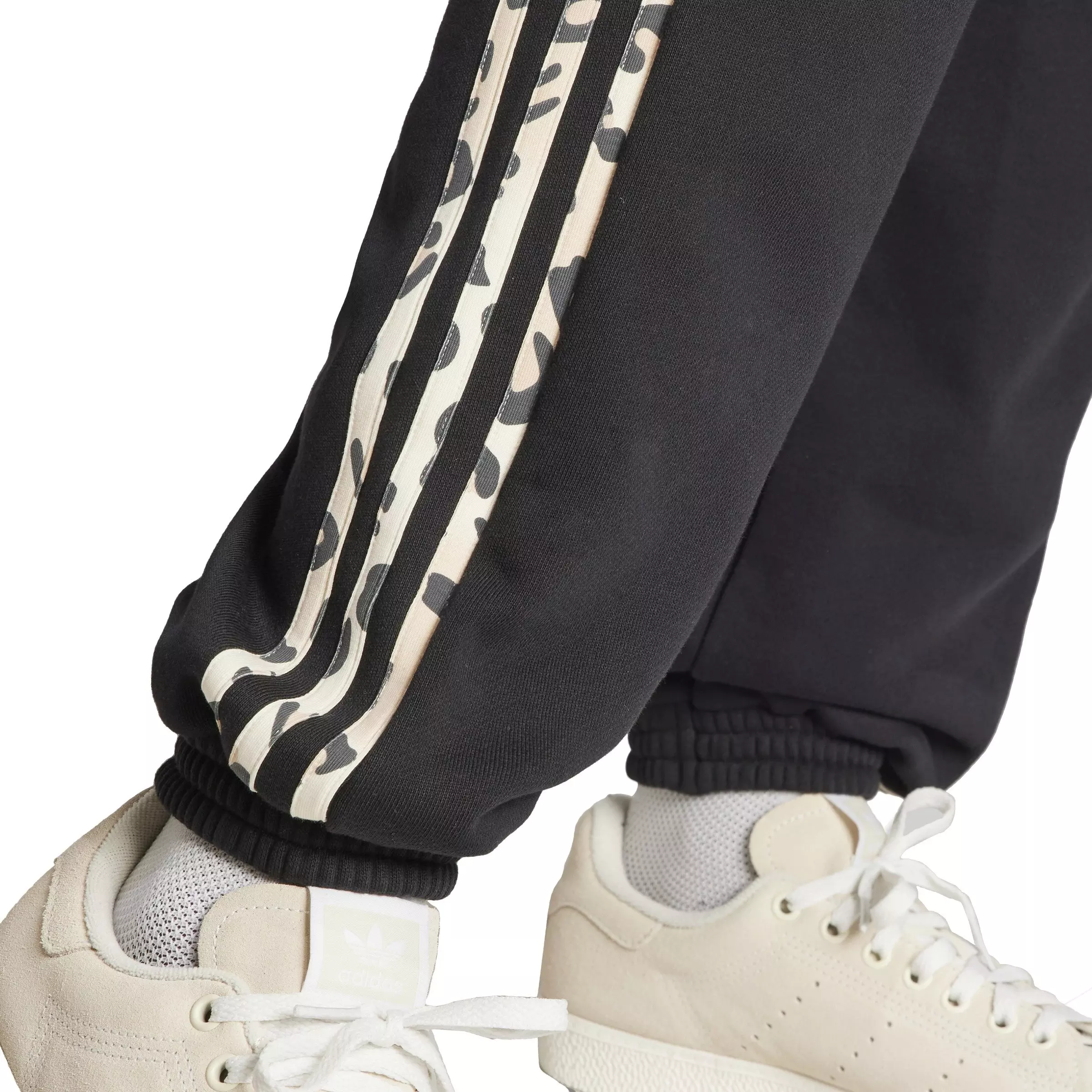 adidas Women's 3-Stripes Leopard Luxe Track Pants - BLACK