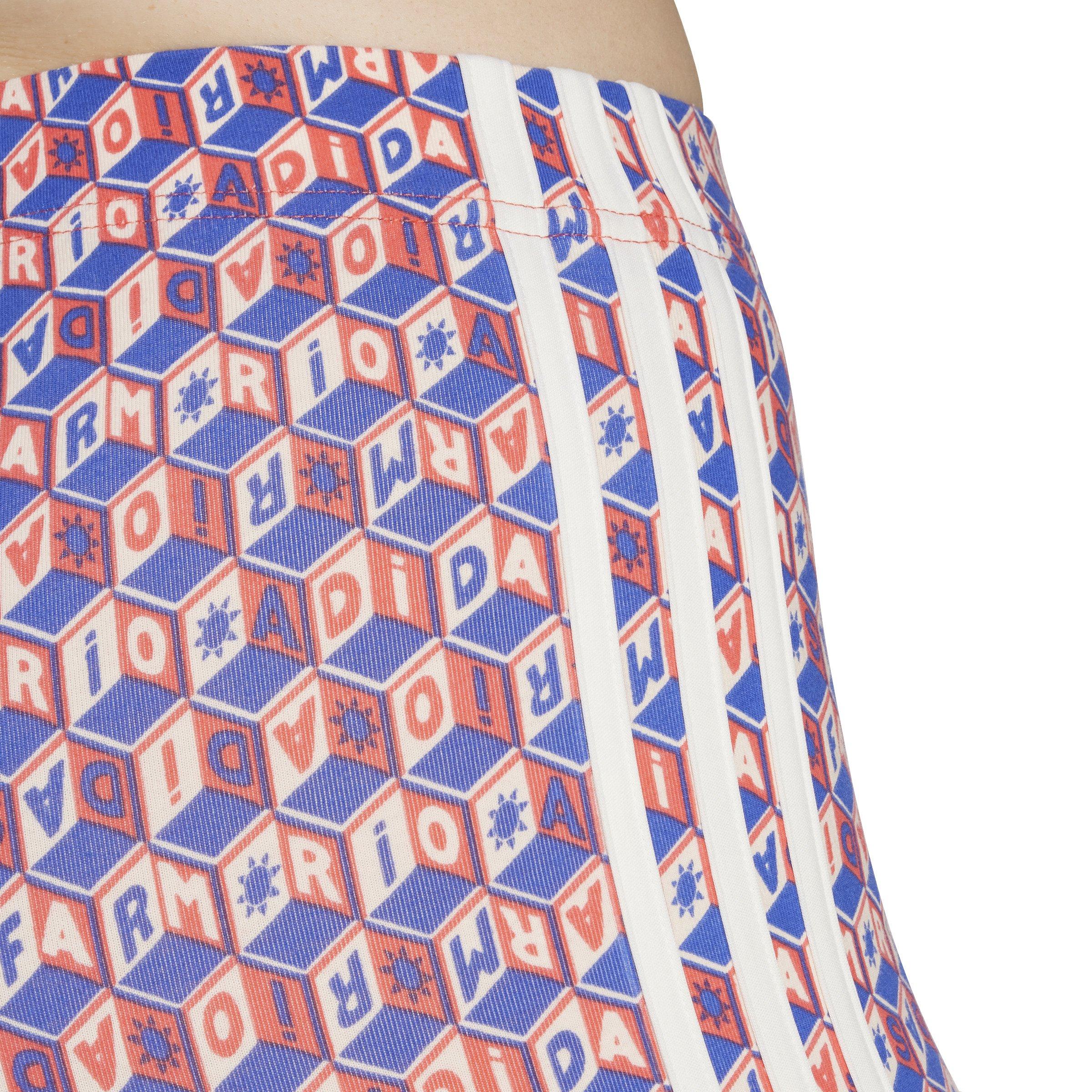 adidas Women's x FARM All Over Print Bike Shorts-Blue/Red - BLUE/RED Thumbnail View 4