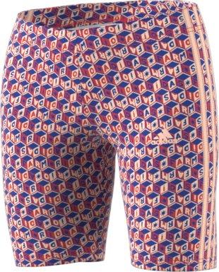 adidas Women's x FARM All Over Print Bike Shorts-Blue/Red - BLUE/RED Thumbnail View 6