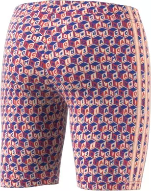 adidas Women's x FARM All Over Print Bike Shorts-Blue/Red - BLUE/RED