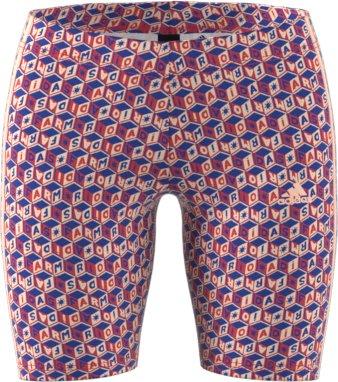 adidas Women's x FARM All Over Print Bike Shorts-Blue/Red - BLUE/RED Thumbnail View 8