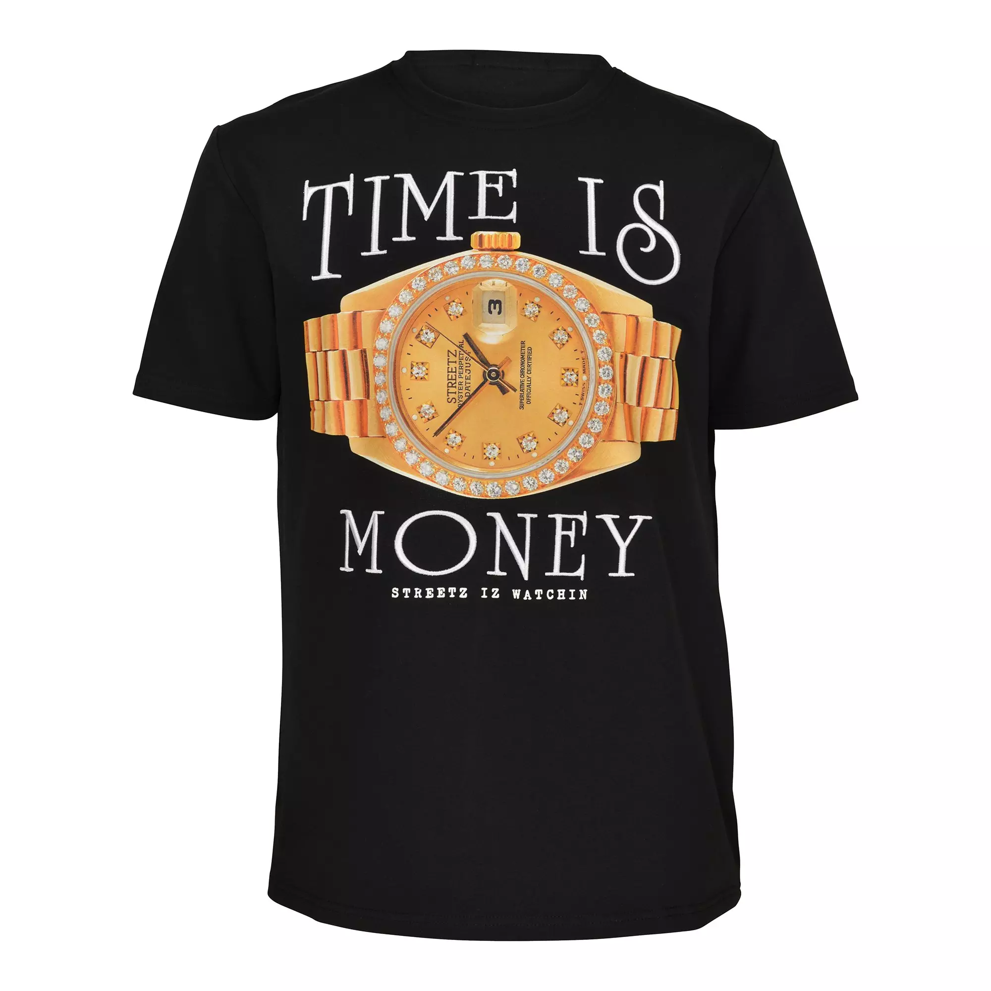 Streetz Iz Watchin Men's Time Is Money Tee - Black - BLACK