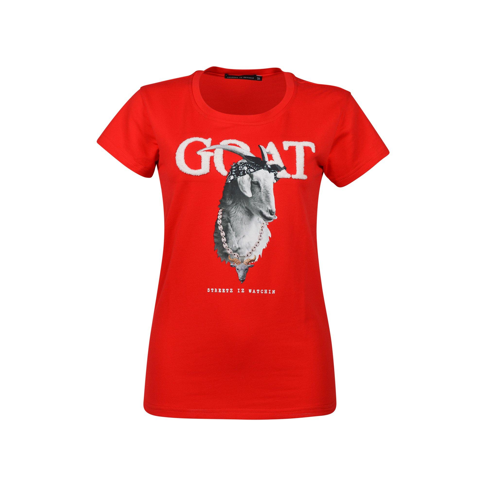Streetz Iz Watchin Women's Goat Tee-Red - RED Thumbnail View 1