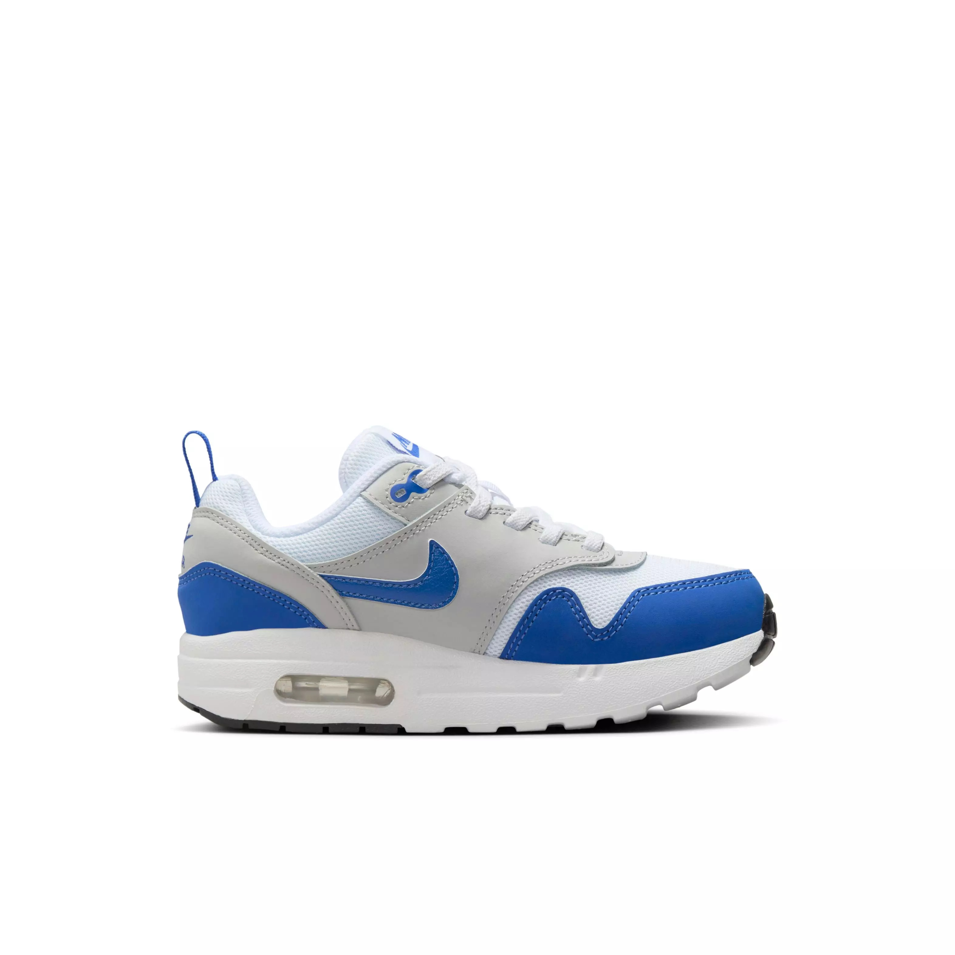 Nike Air Max 1 EasyOn "Game Royal" Preschool Kids' Shoe - WHITE/GAME ROYAL/NEUTRAL GREY