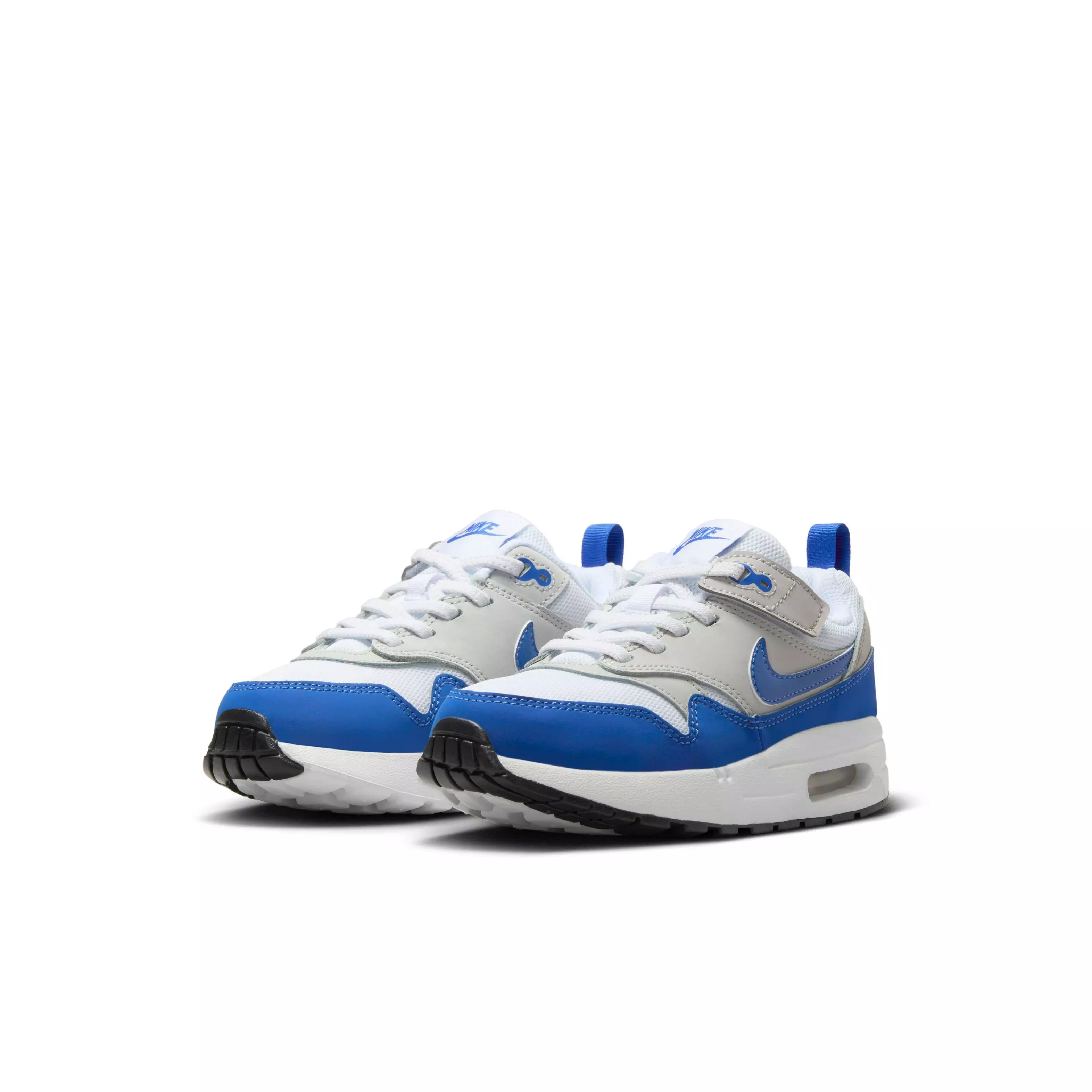 Nike Air Max 1 EasyOn "Game Royal" Preschool Kids' Shoe - WHITE/GAME ROYAL/NEUTRAL GREY