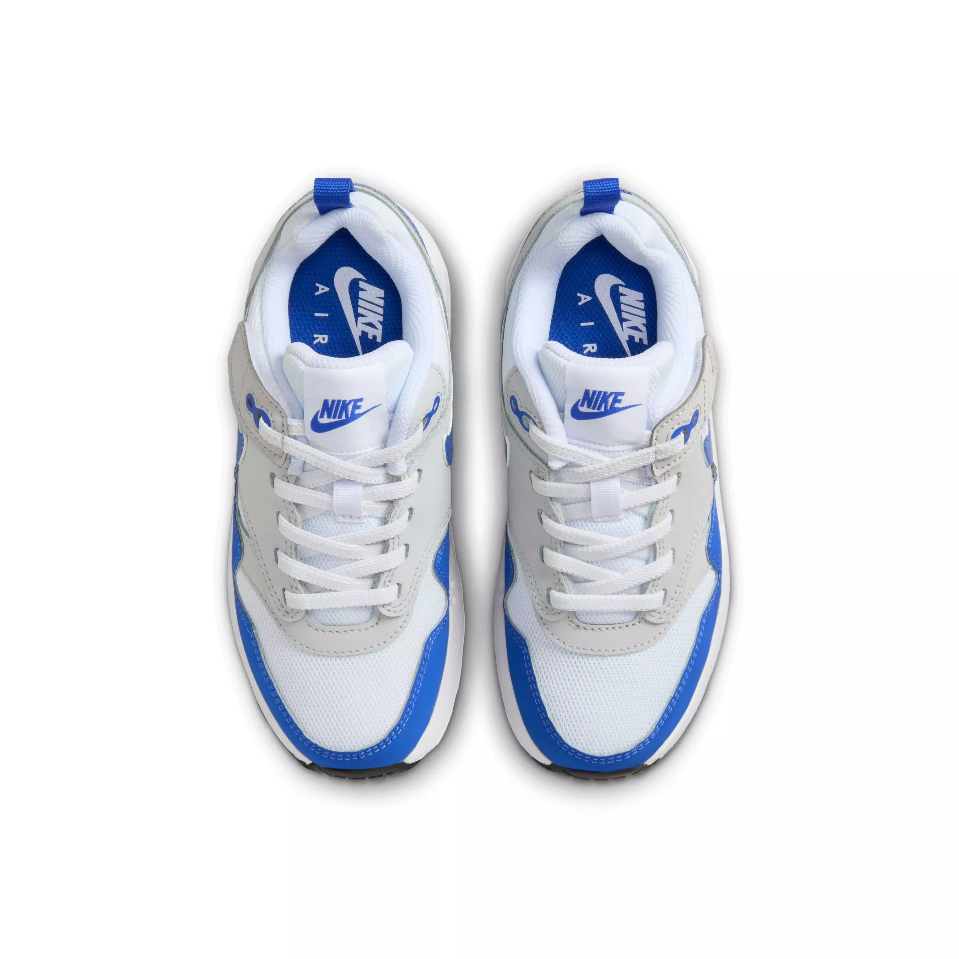 Nike Air Max 1 EasyOn "Game Royal" Preschool Kids' Shoe - WHITE/GAME ROYAL/NEUTRAL GREY