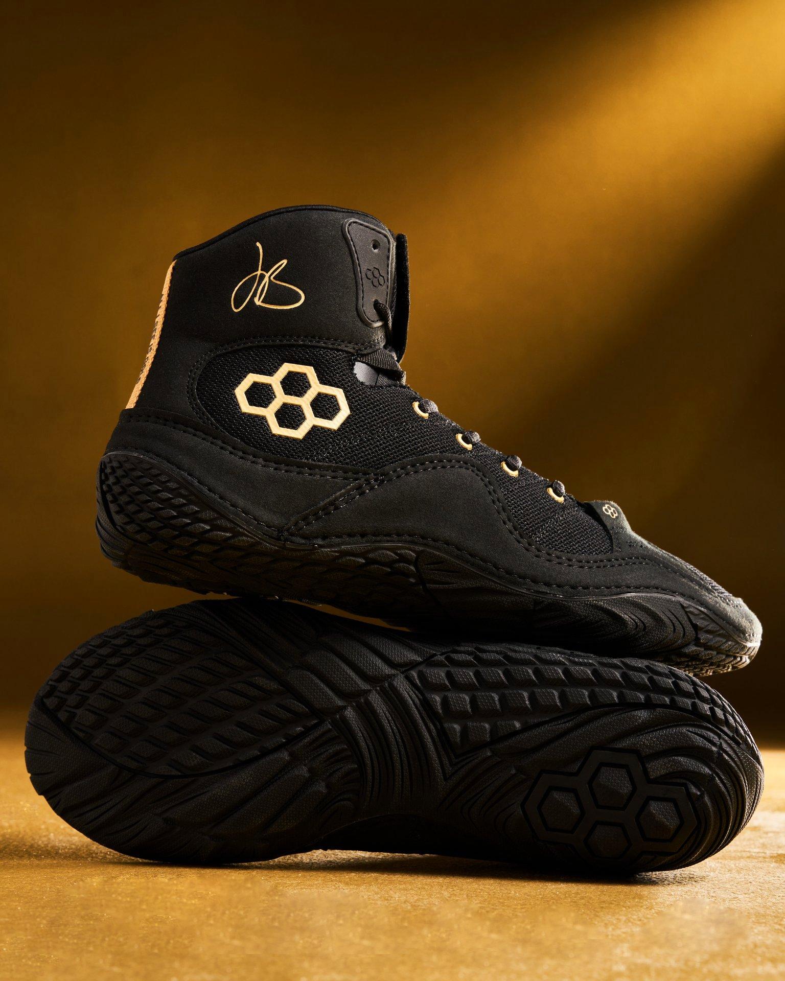 Rudis Jordan Burroughs JB1 "All I See Is Gold" Grade School Kids' Wrestling Shoe - BLACK/GOLD Thumbnail View 3