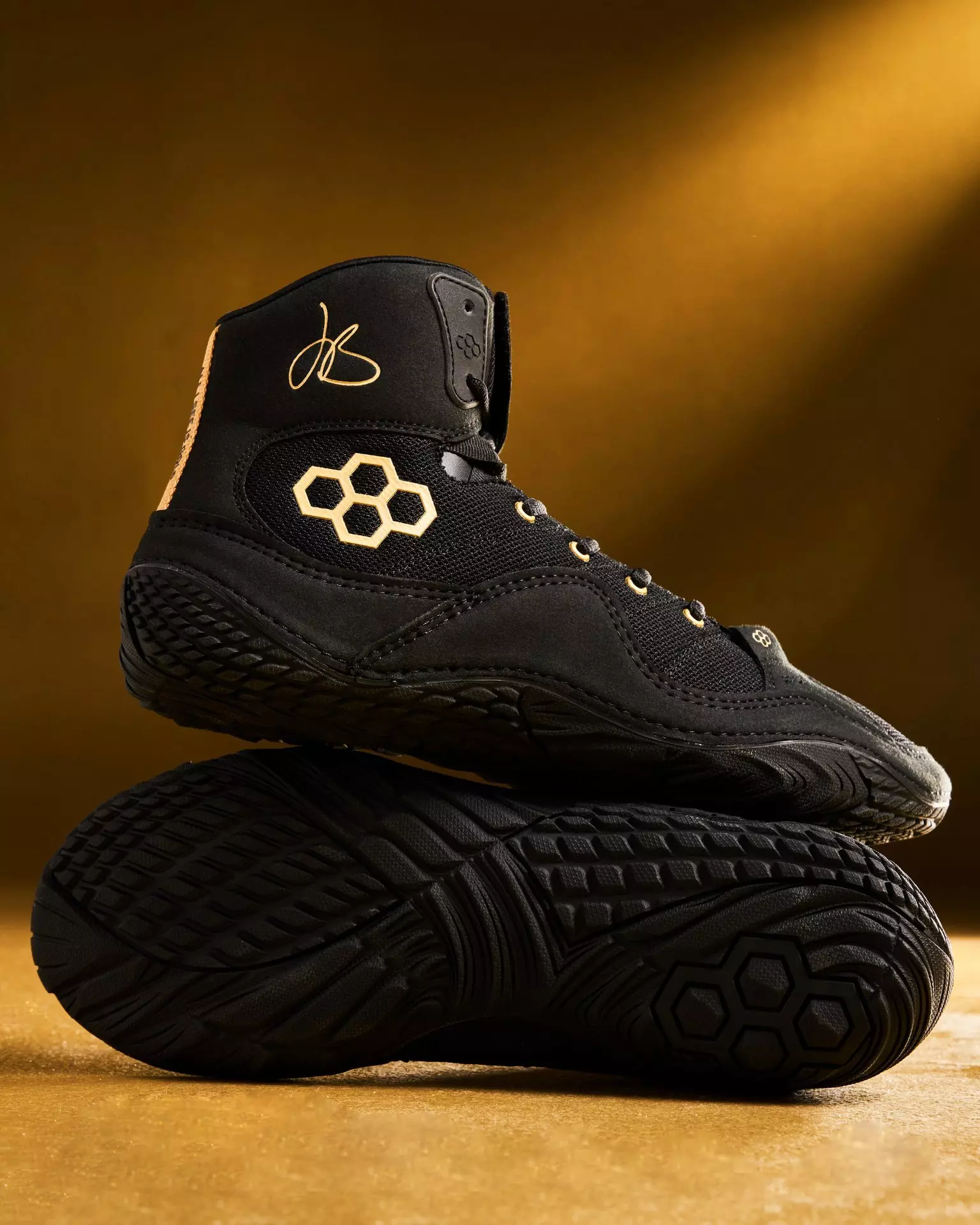 Rudis Jordan Burroughs JB1 "All I See Is Gold" Grade School Kids' Wrestling Shoe - BLACK/GOLD