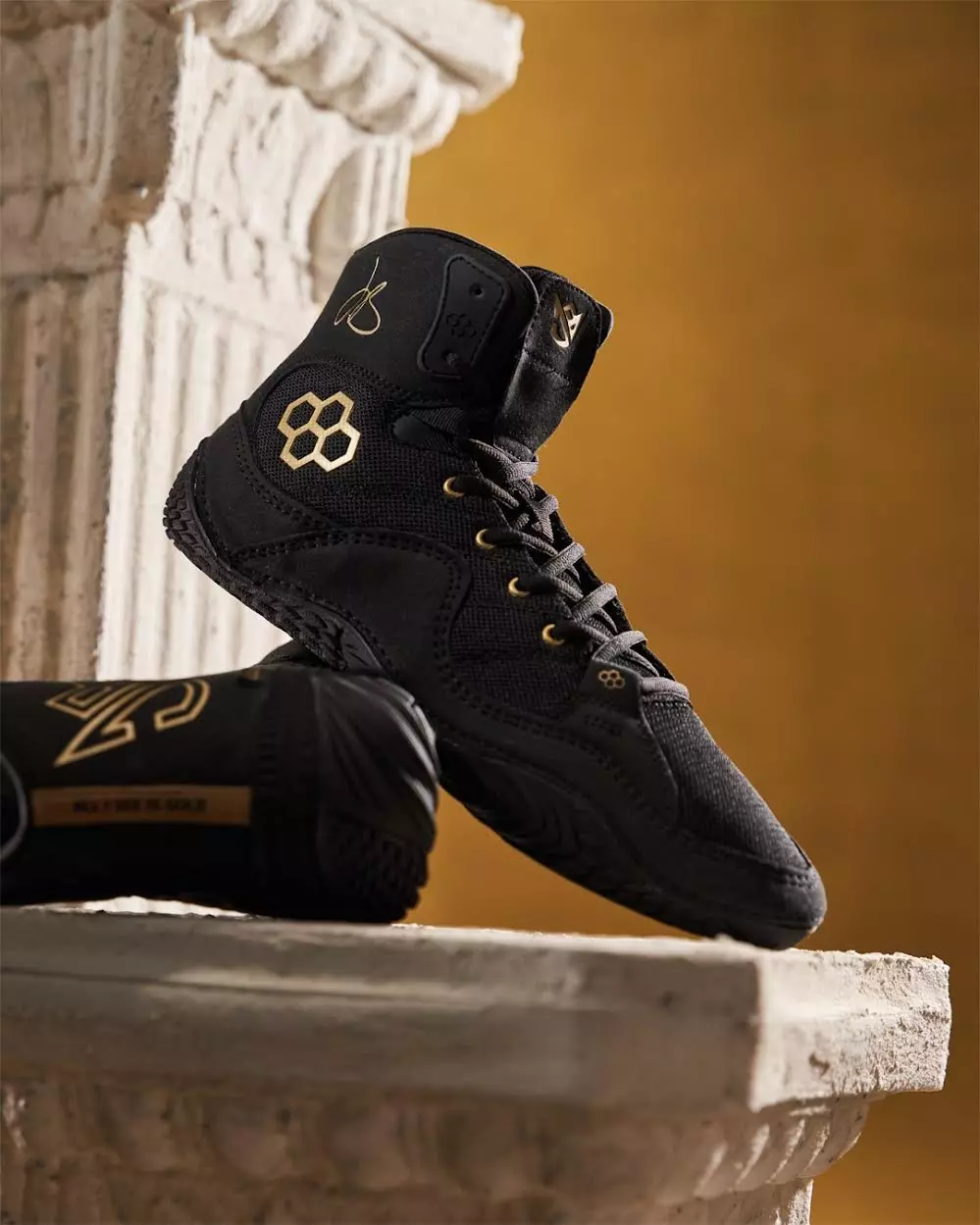 Rudis Jordan Burroughs JB1 "All I See Is Gold" Grade School Kids' Wrestling Shoe - BLACK/GOLD