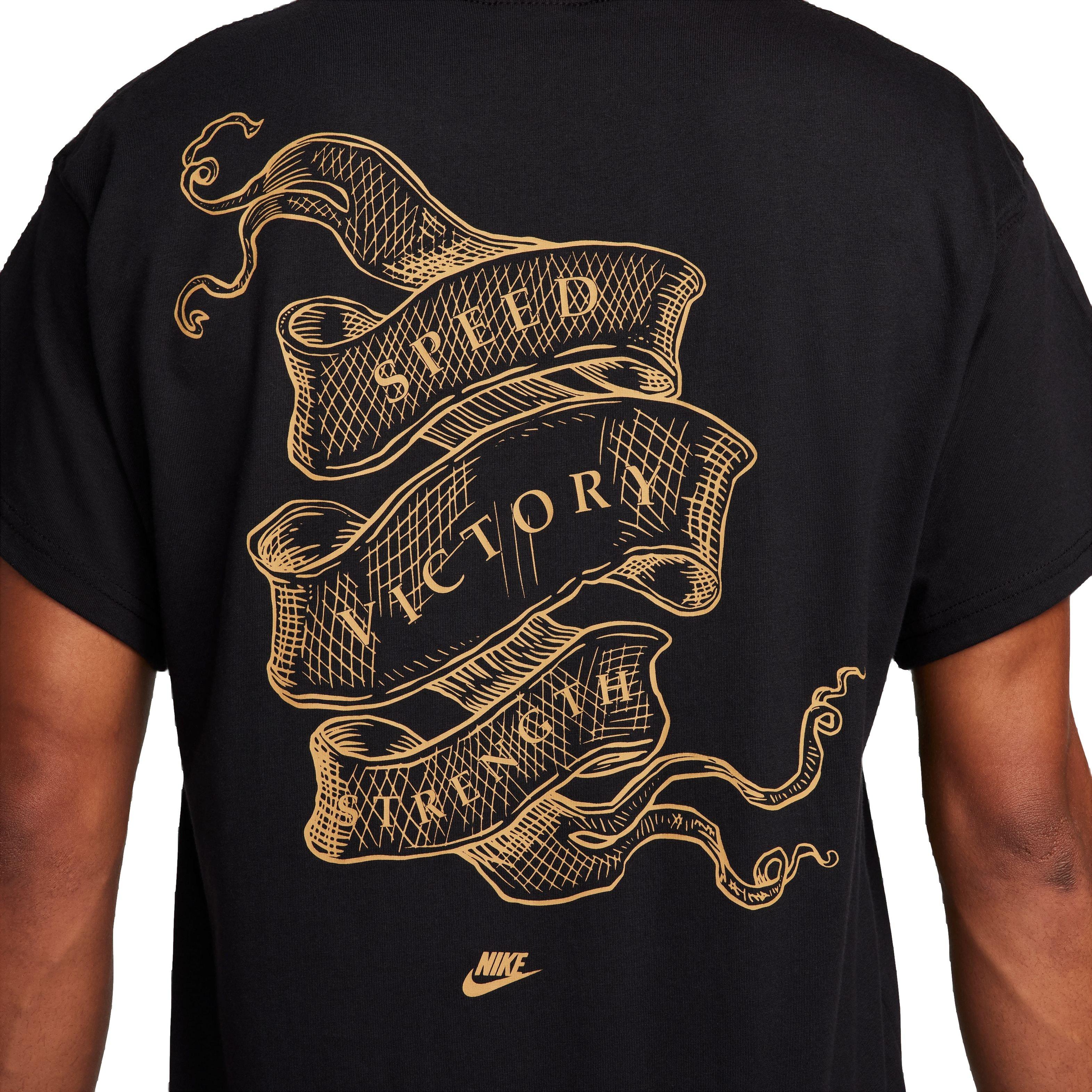 Nike Men's Sportswear Max90 Wild Card Tee - BLACK/GOLD Thumbnail View 4