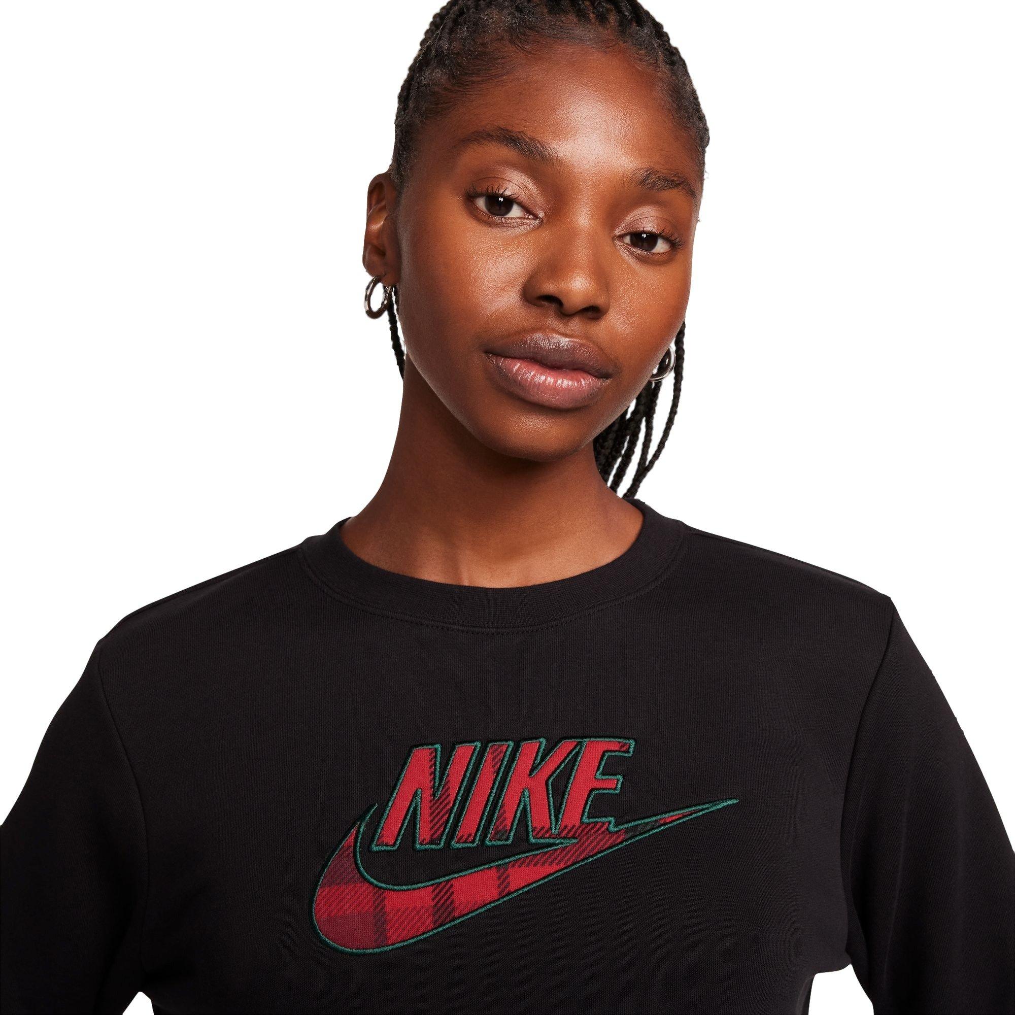 Nike Sportswear Club Fleece Plaid Women's Black Crew