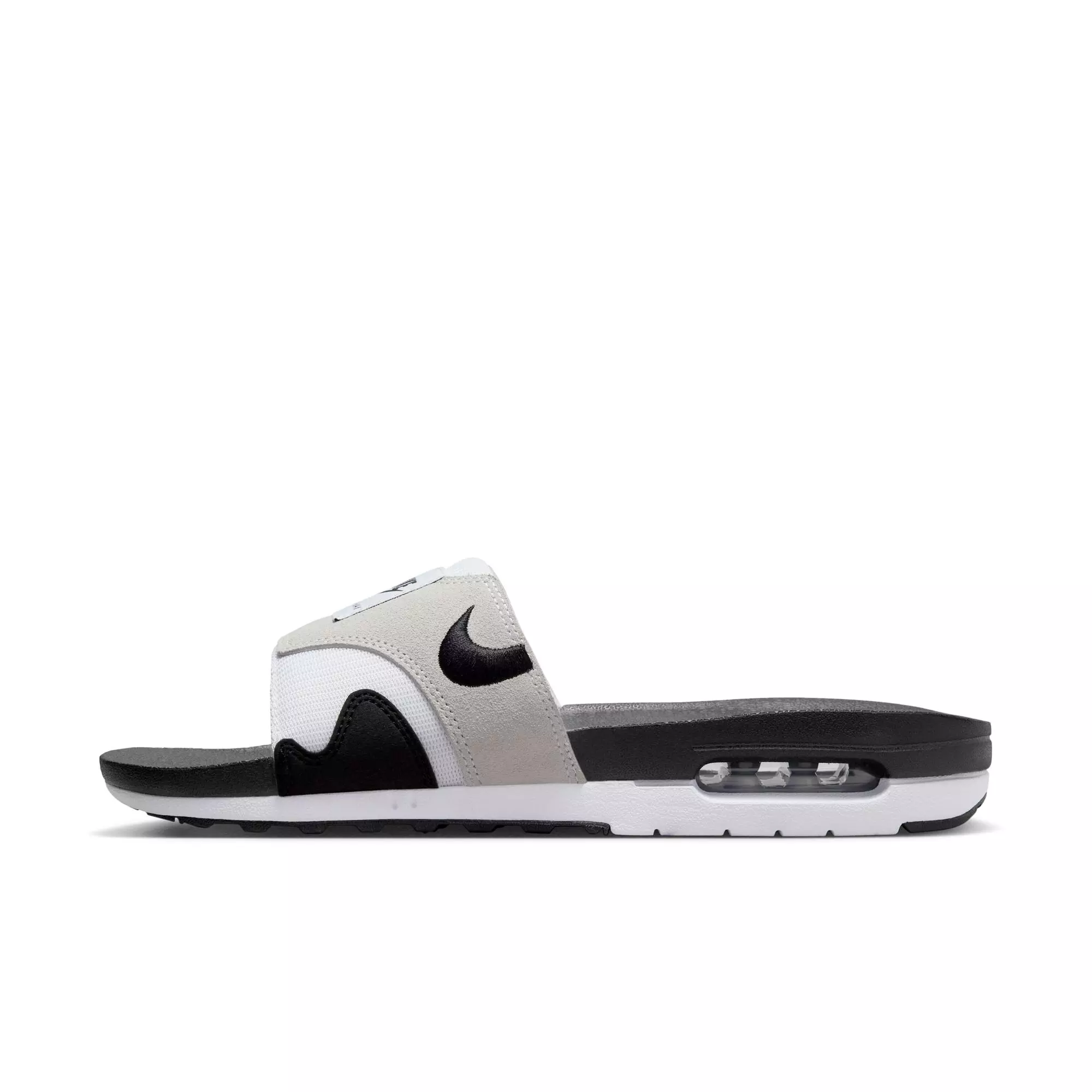 Nike Air Max 1 "White/Black/Lt Neutral Grey" Men's Slide - WHITE/BLACK