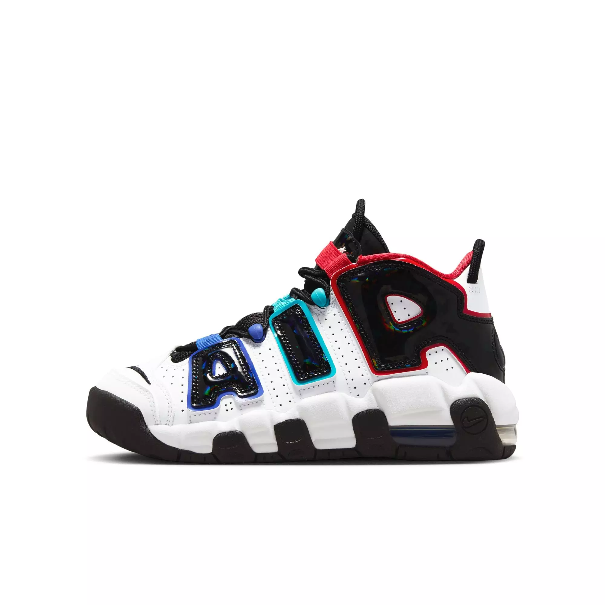 Nike Air More Uptempo CL "White/Black/University Red/Game Royal" Grade School Boys' Shoe - WHITE/ROYAL