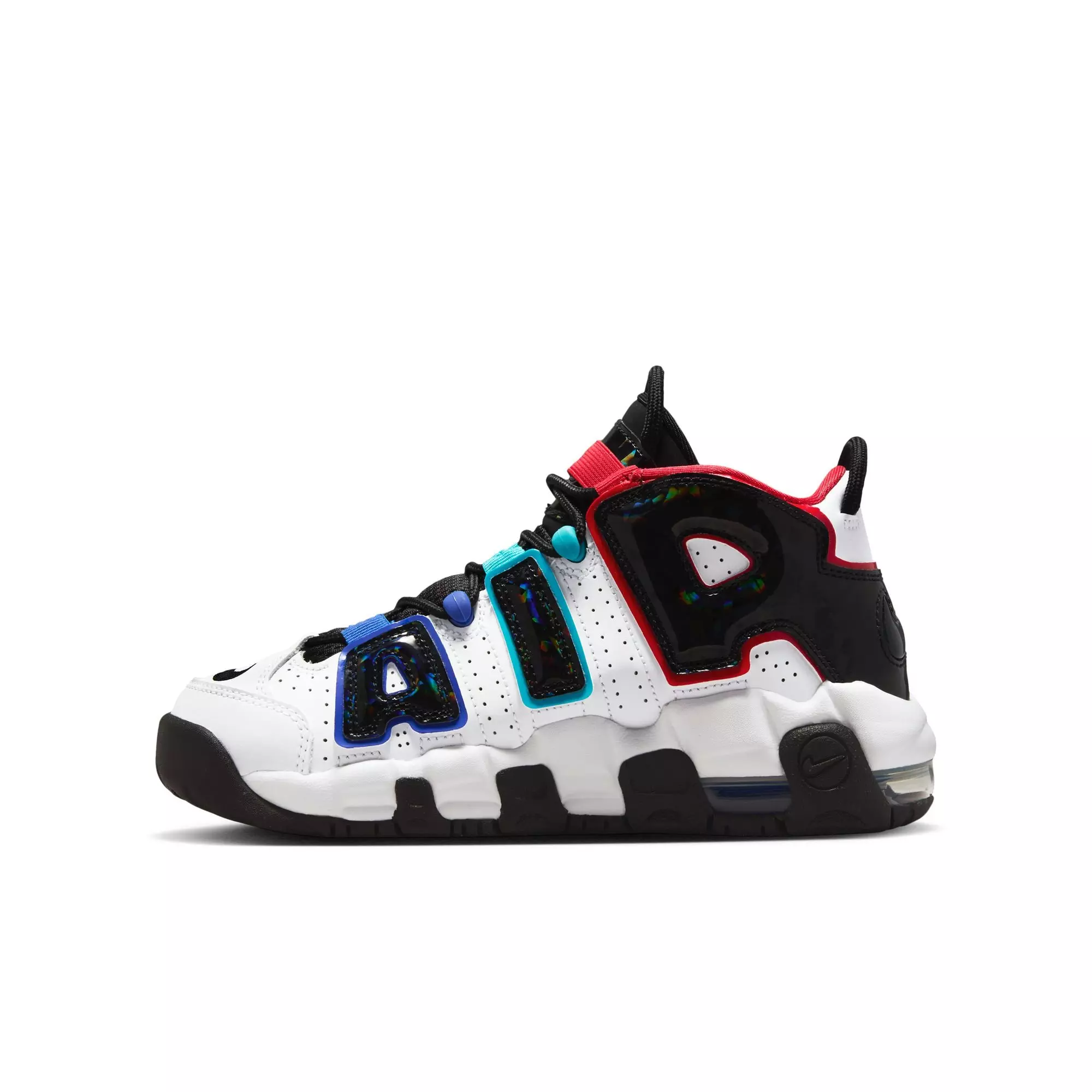Nike Air More Uptempo CL "White/Black/University Red/Game Royal" Grade School Boys' Shoe - WHITE/ROYAL