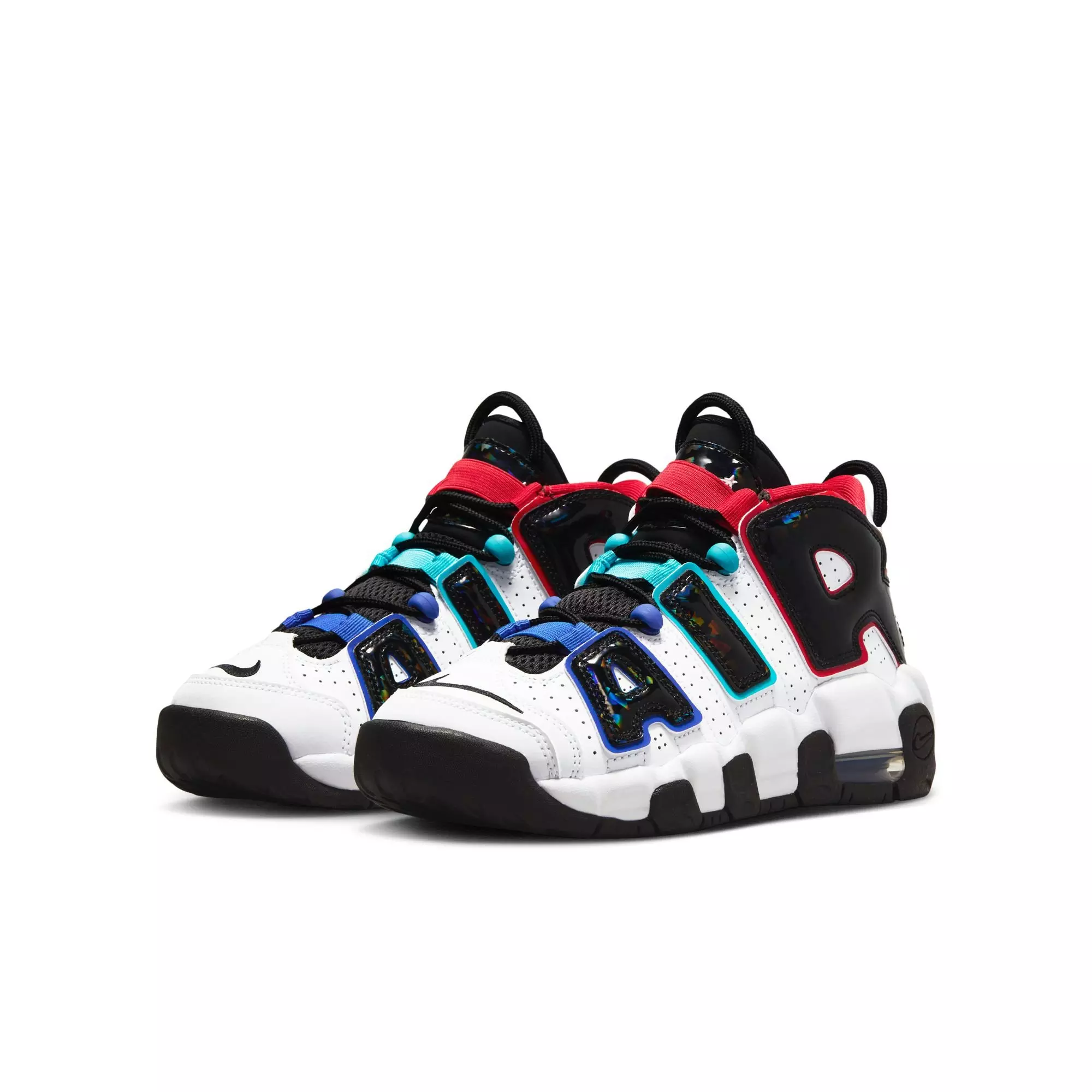 Nike Air More Uptempo CL "White/Black/University Red/Game Royal" Grade School Boys' Shoe - WHITE/ROYAL