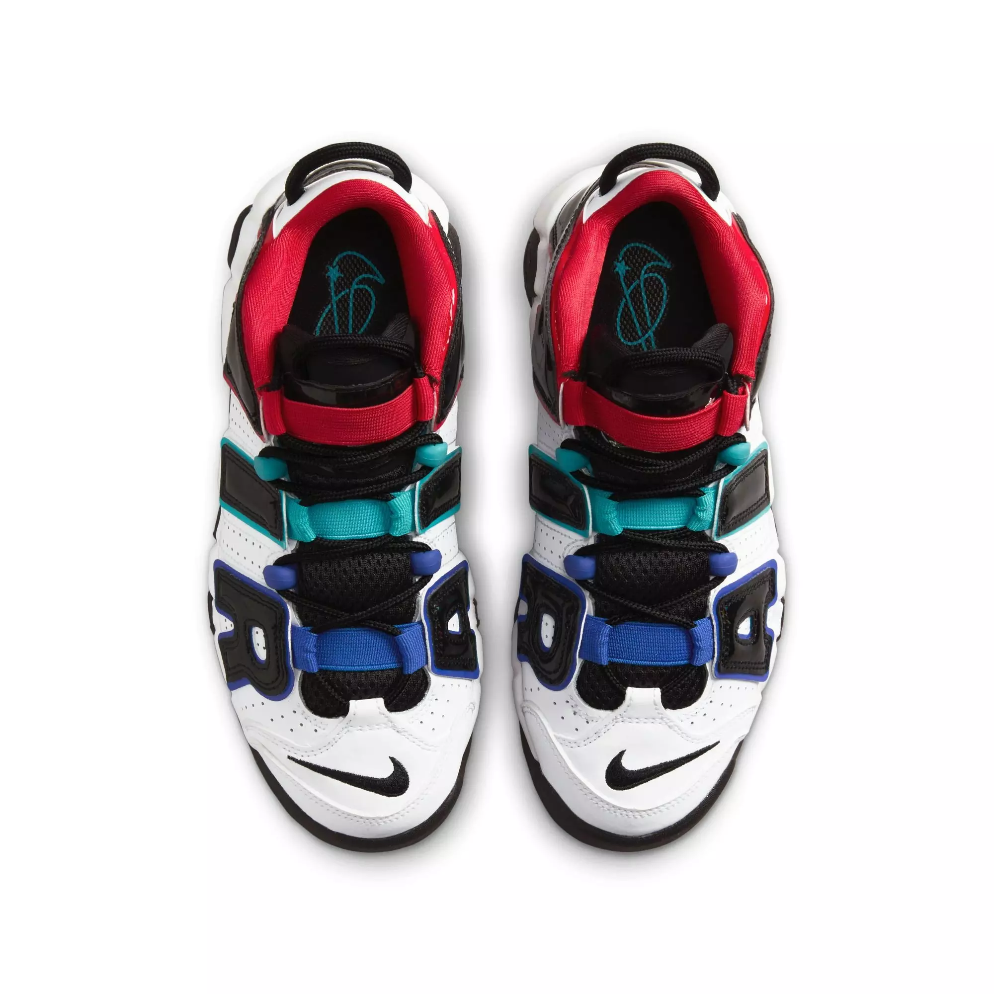 Nike Air More Uptempo CL "White/Black/University Red/Game Royal" Grade School Boys' Shoe - WHITE/ROYAL