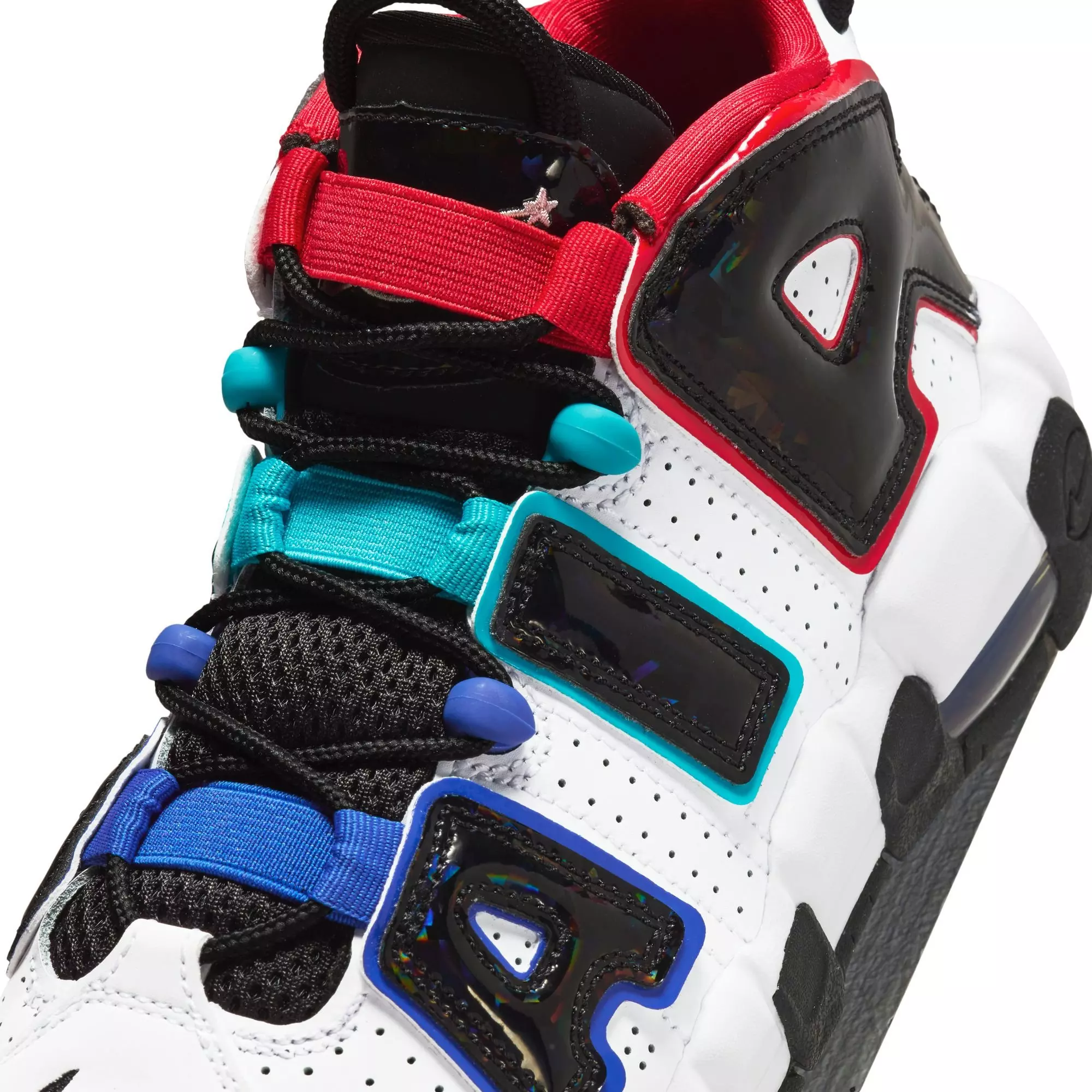 Nike Air More Uptempo CL "White/Black/University Red/Game Royal" Grade School Boys' Shoe - WHITE/ROYAL