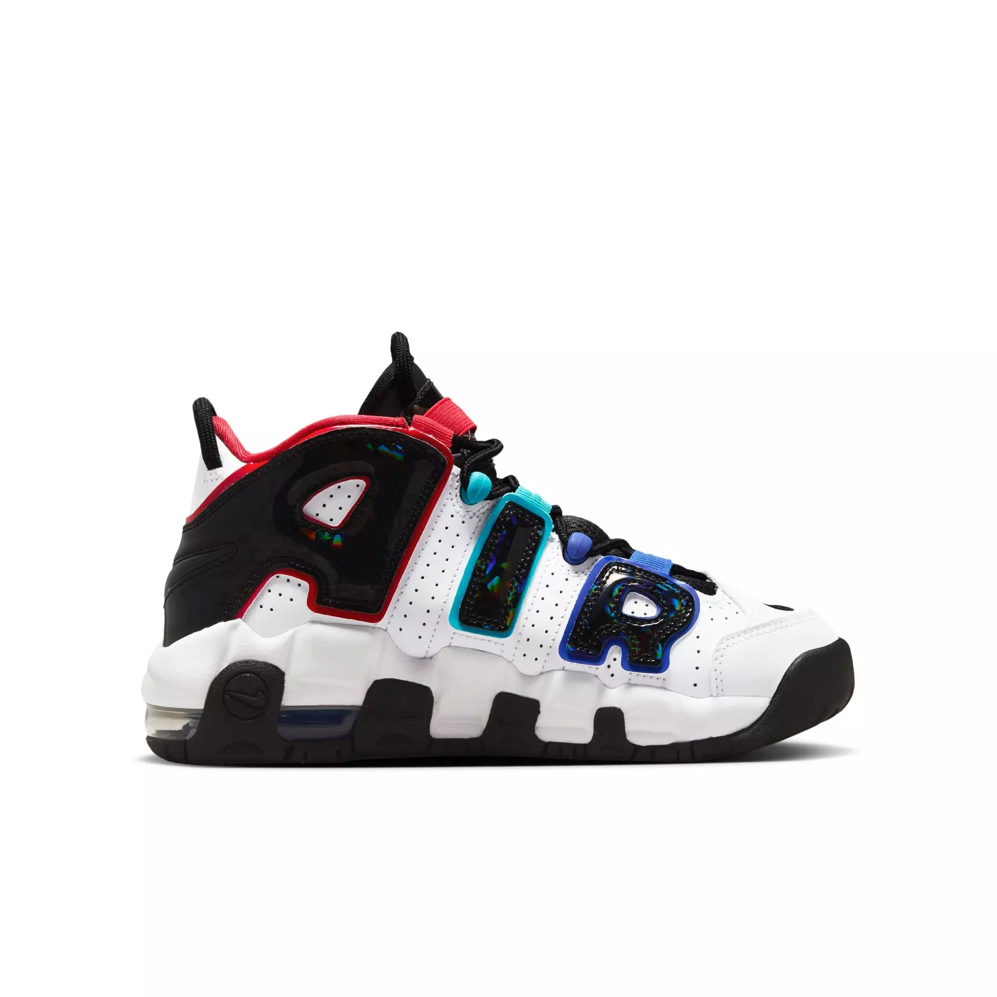 Nike Air More Uptempo CL "White/Black/University Red/Game Royal" Grade School Boys' Shoe - WHITE/ROYAL