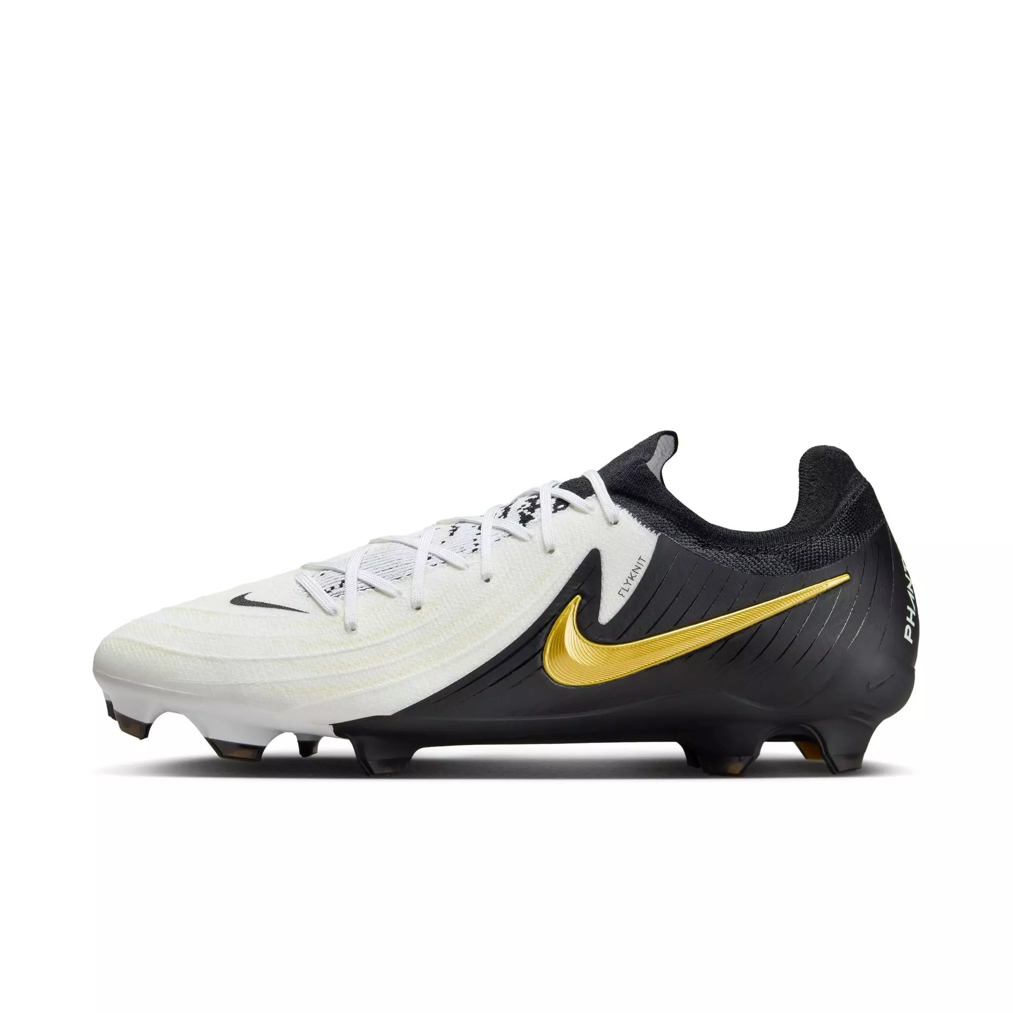 Nike Phantom GX 2 Pro FG "White/Black/MTLC Gold Coin" Men's Soccer Cleat - WHITE/BLACK