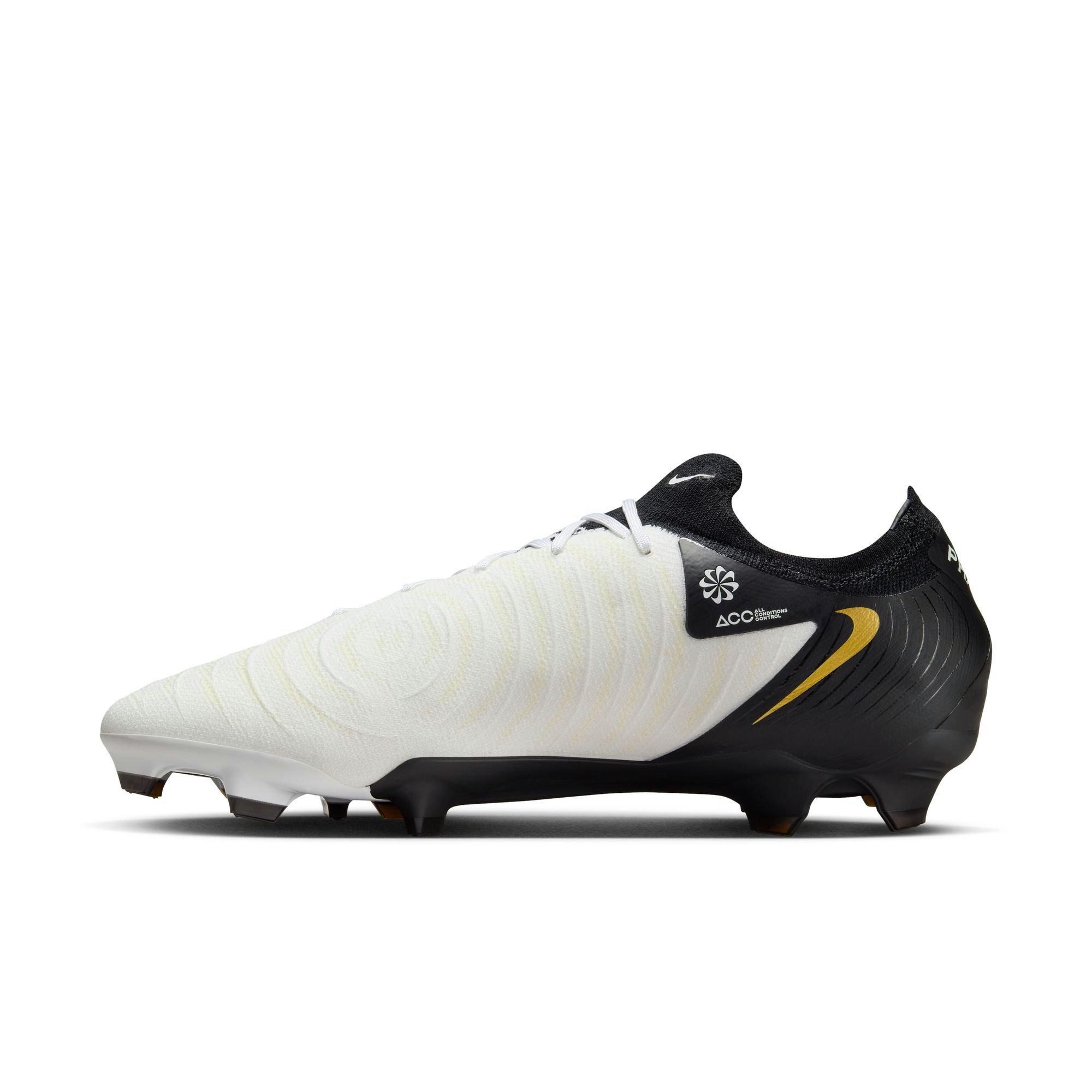 Nike Phantom GX 2 Pro FG "White/Black/MTLC Gold Coin" Men's Soccer Cleat - WHITE/BLACK Thumbnail View 4