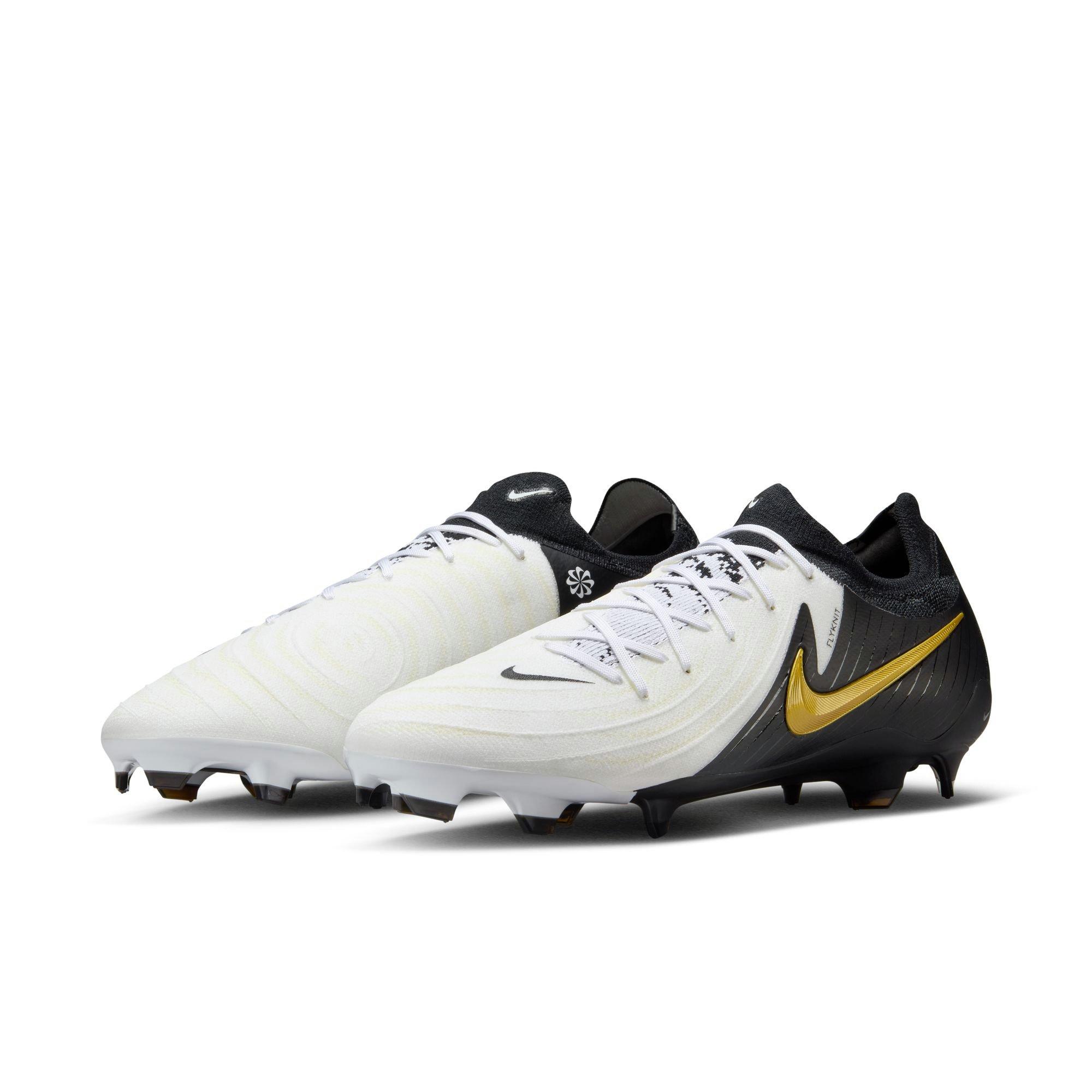 Nike Phantom GX 2 Pro FG "White/Black/MTLC Gold Coin" Men's Soccer Cleat - WHITE/BLACK Thumbnail View 5
