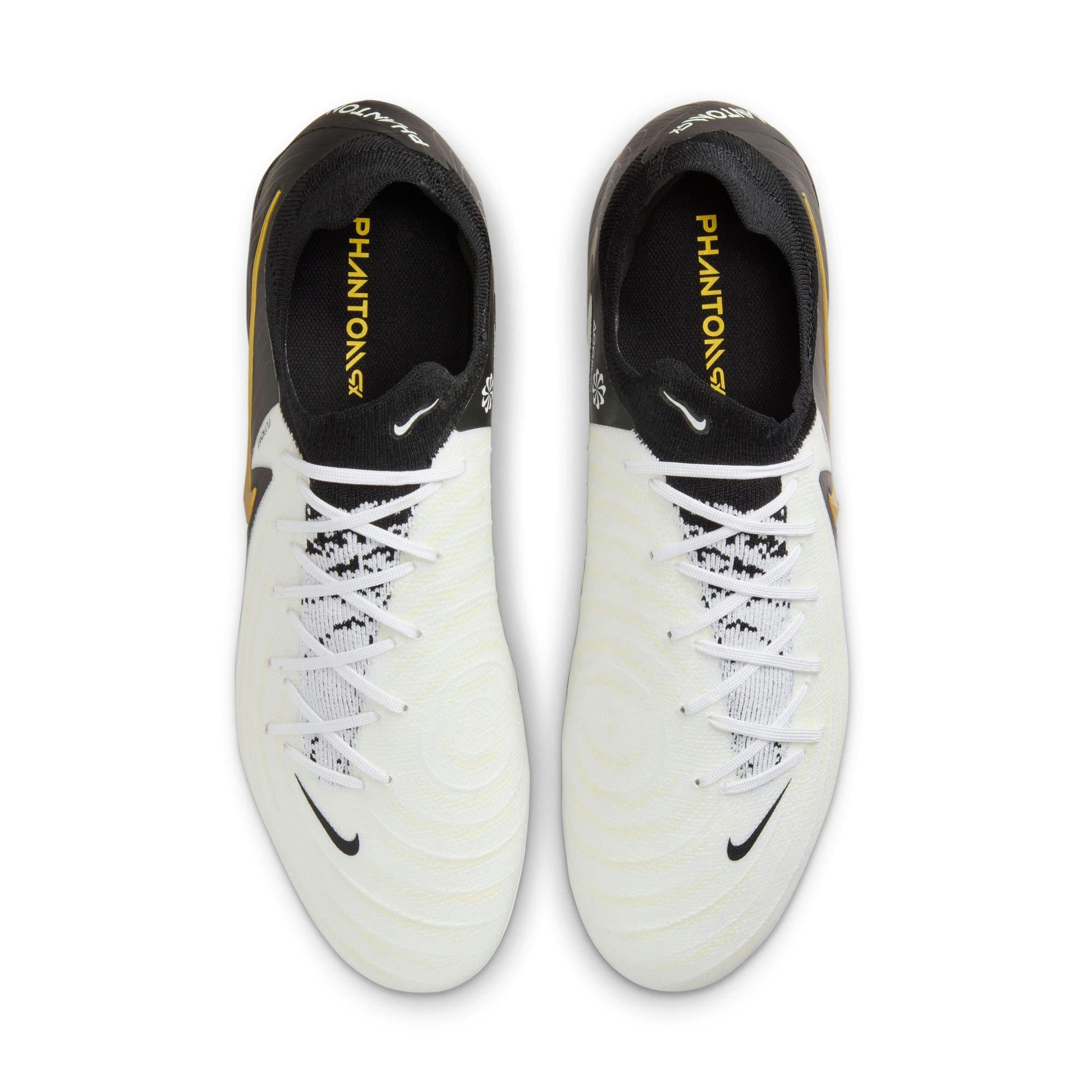 Nike Phantom GX 2 Pro FG "White/Black/MTLC Gold Coin" Men's Soccer Cleat - WHITE/BLACK Thumbnail View 7