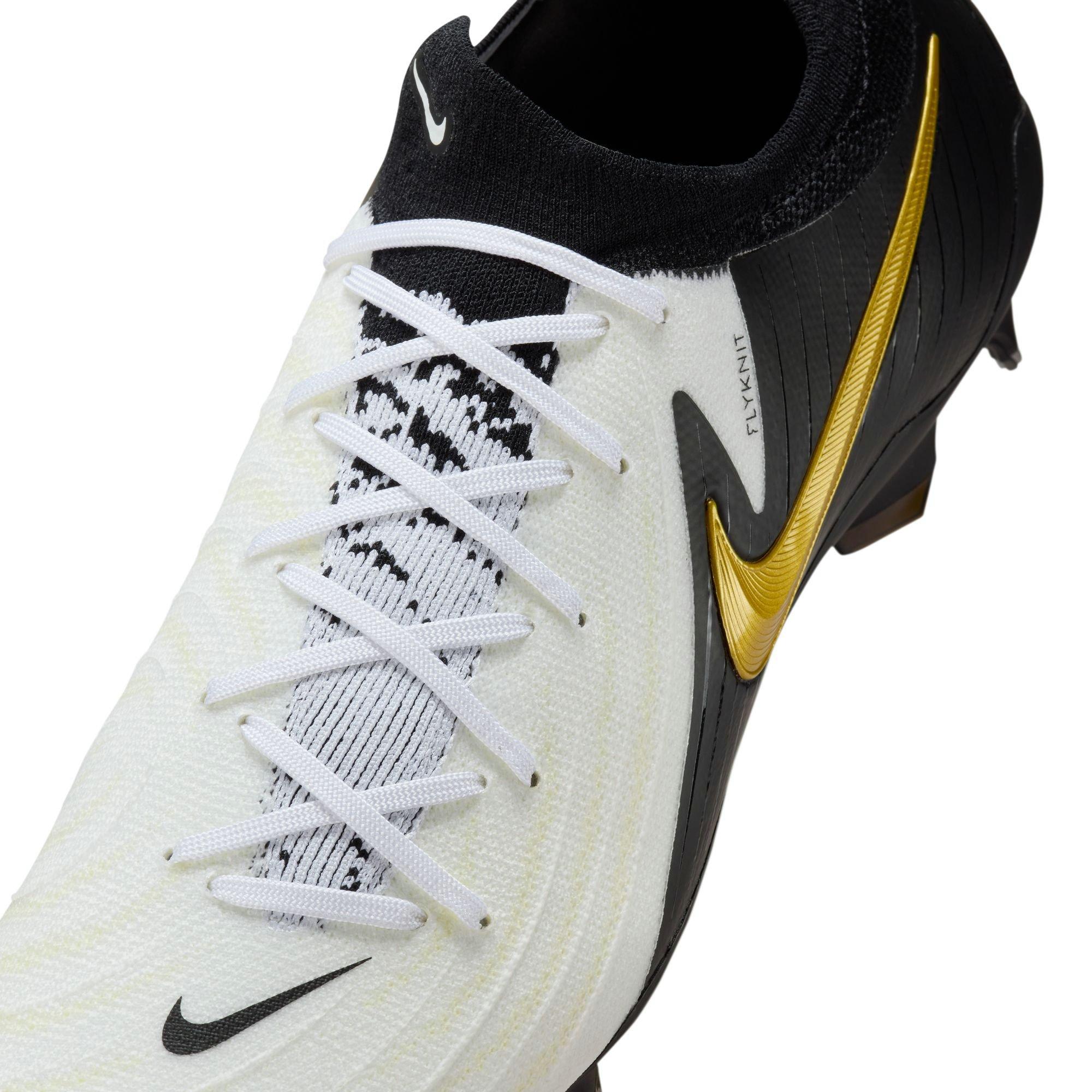 Nike Phantom GX 2 Pro FG "White/Black/MTLC Gold Coin" Men's Soccer Cleat - WHITE/BLACK Thumbnail View 10
