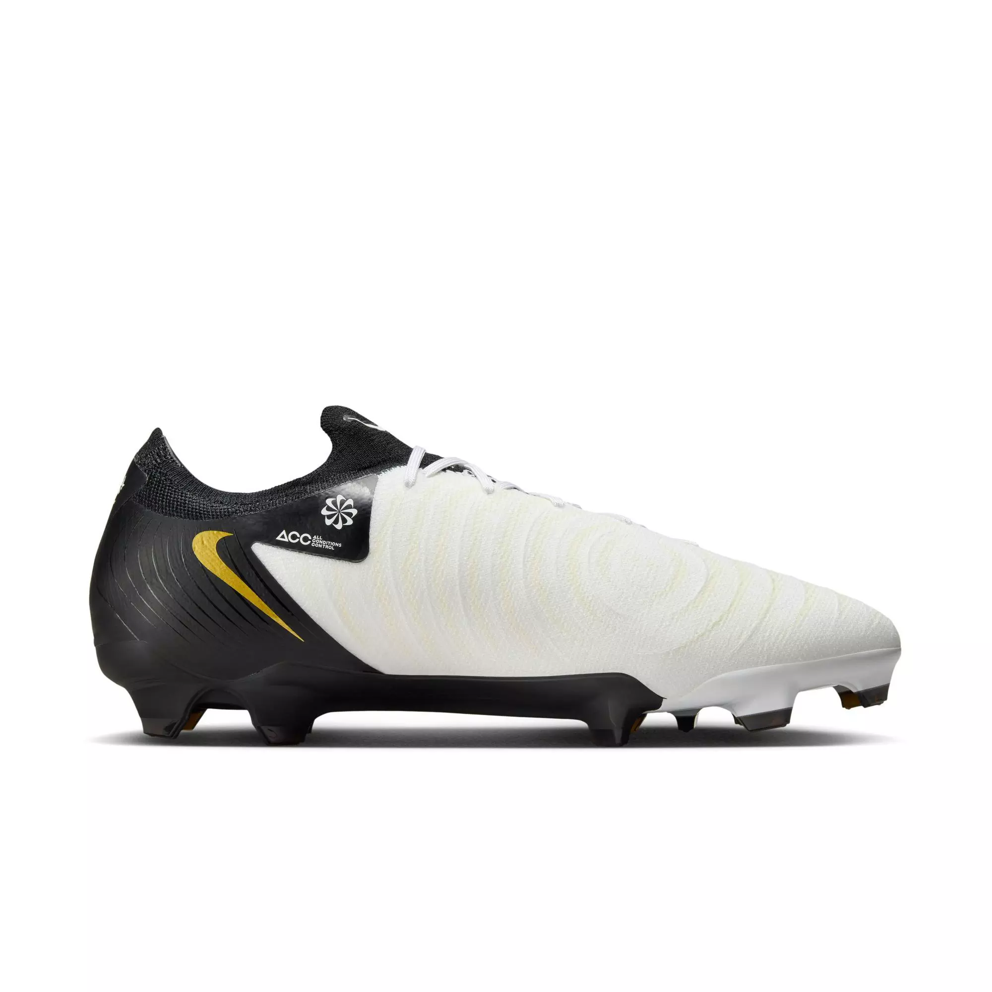 Nike Phantom GX 2 Pro FG "White/Black/MTLC Gold Coin" Men's Soccer Cleat - WHITE/BLACK