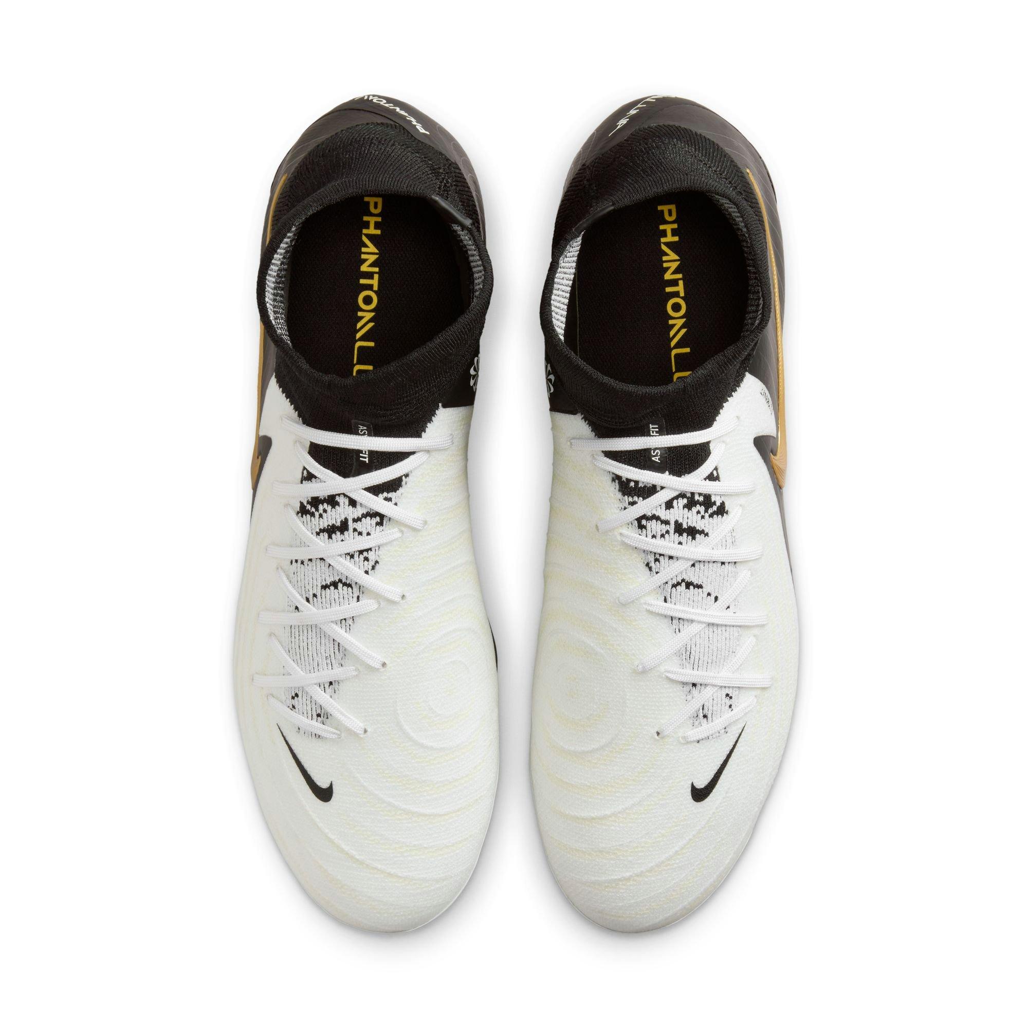 Nike Phantom Luna 2 Pro FG "White/Black/Mtlc Gold Coin" Men's Soccer Cleat - WHITE/BLACK Thumbnail View 7